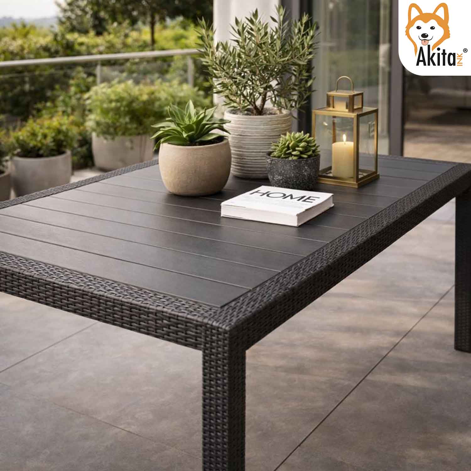 Tavolo Rattan Antracite 150x90x72 cm foto 5