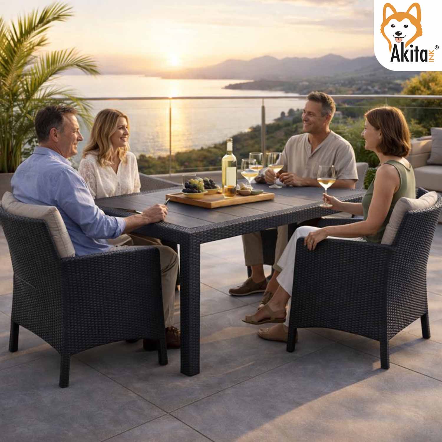 Tavolo Rattan Antracite 150x90x72 cm foto 6