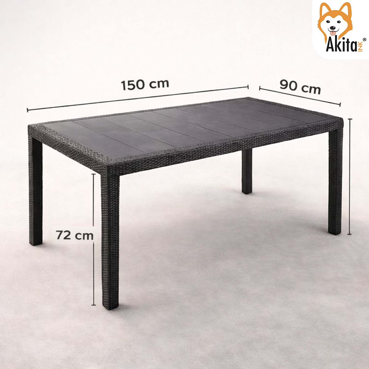 Tavolo Rattan Antracite 150x90x72 cm foto 4