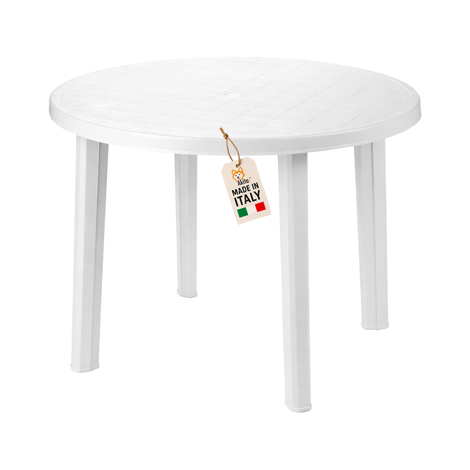 Tavolo tondo in plastica bianco 90xh72 cm.