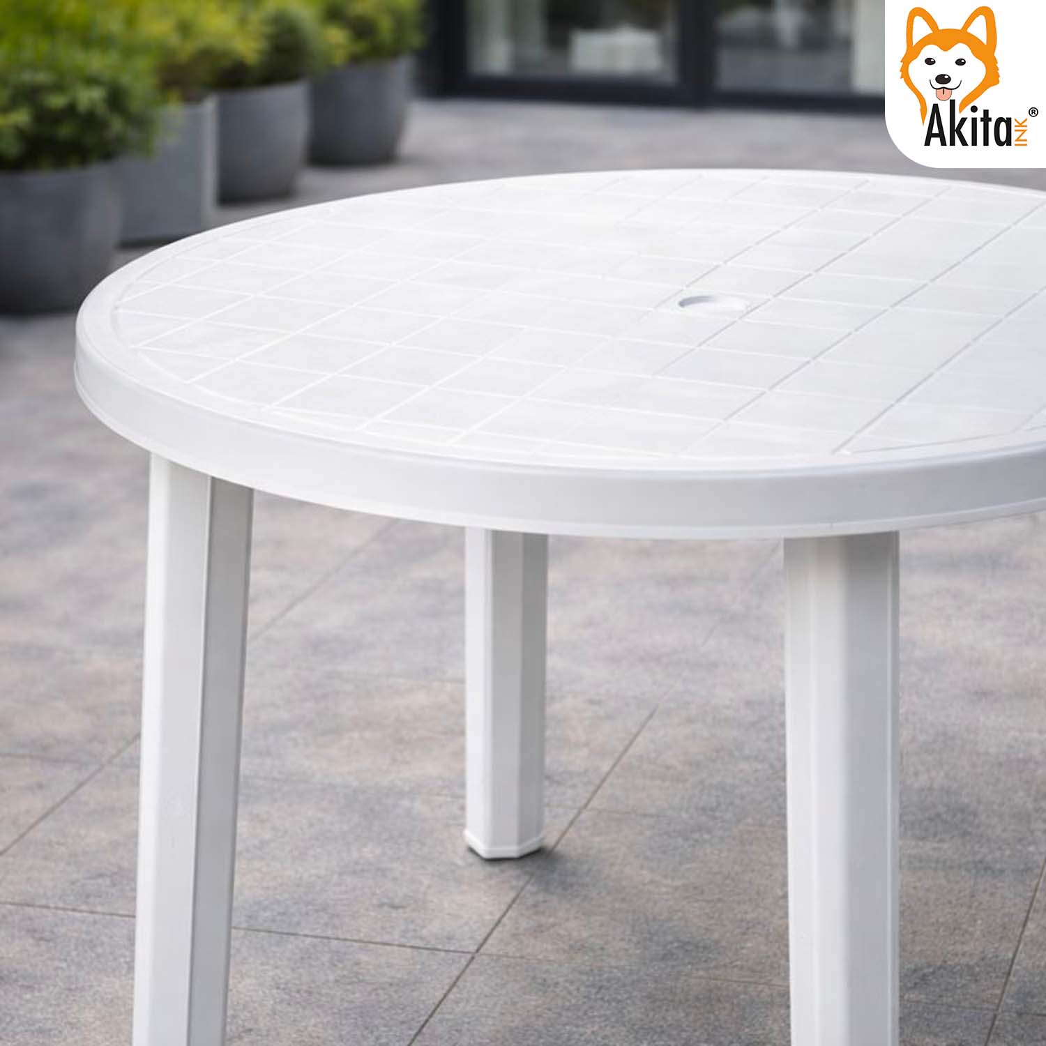 Tavolo Tondo in Plastica Bianco 90xh72 cm foto 4