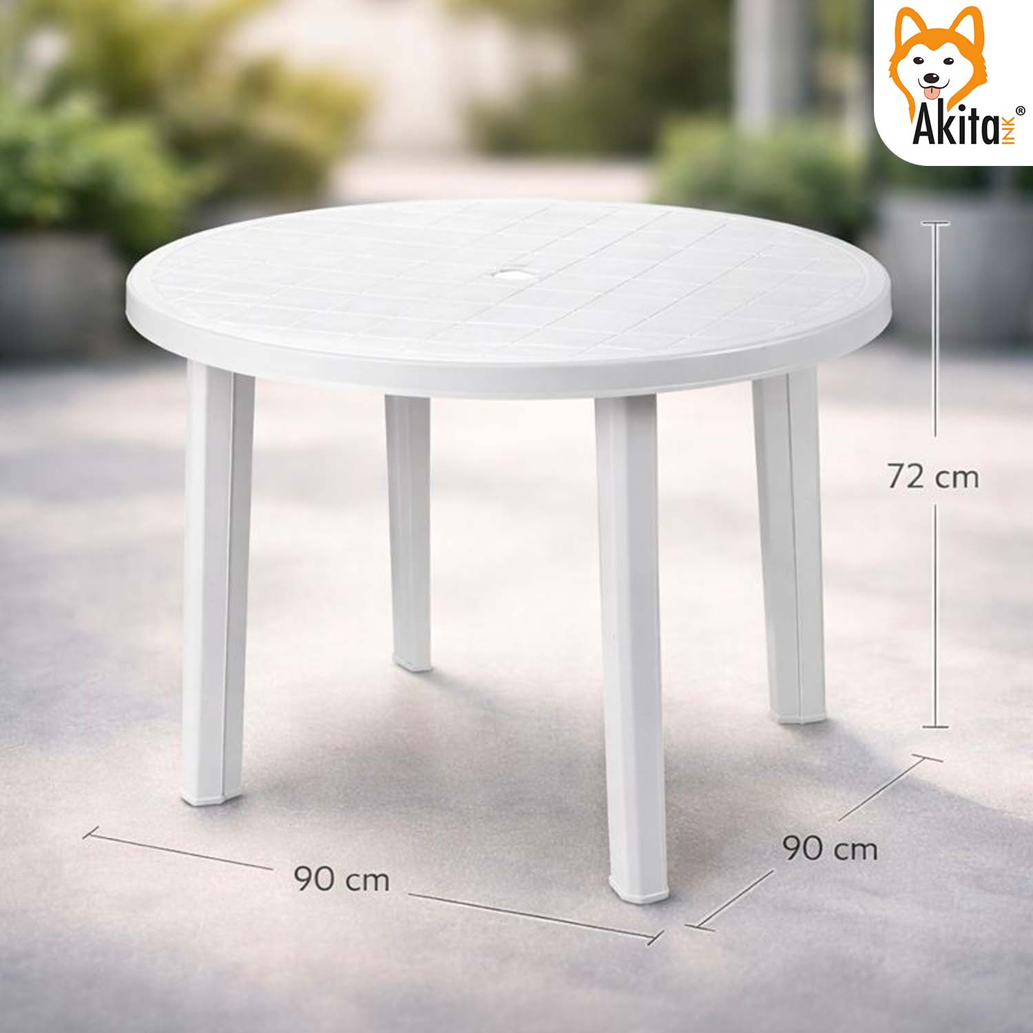 Tavolo Tondo in Plastica Bianco 90xh72 cm foto 3