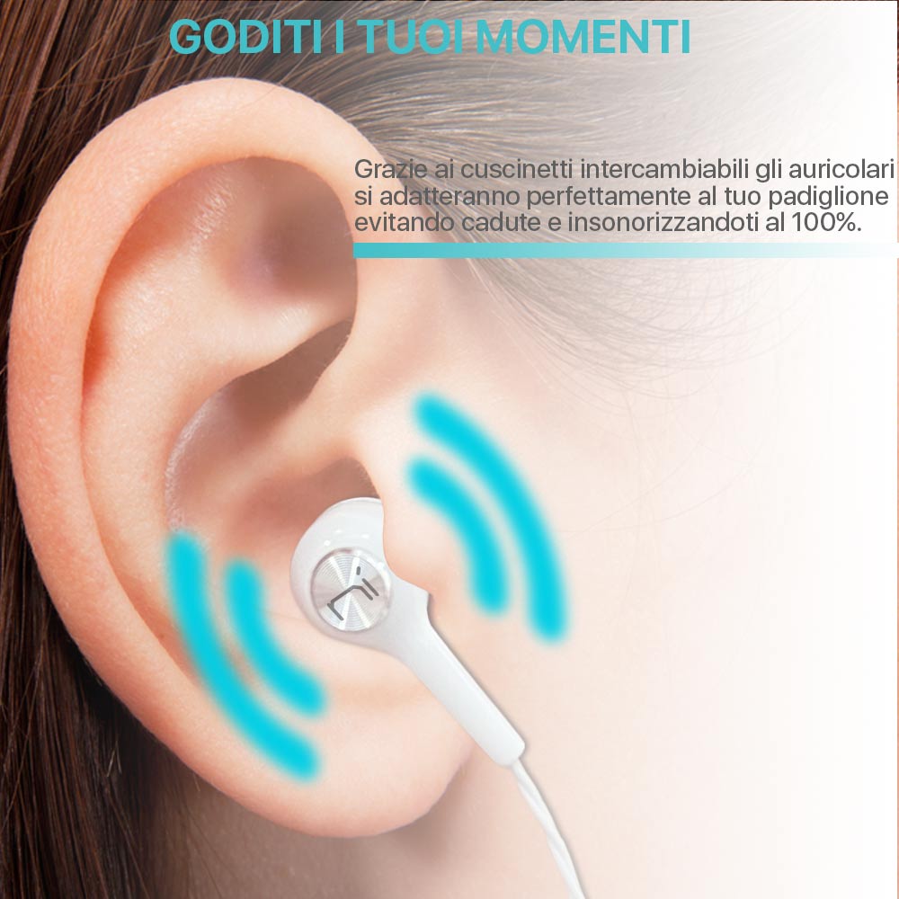 Auricolari con microfono In-Ear isolamento rumore pc smartphone tablet bianco foto 5