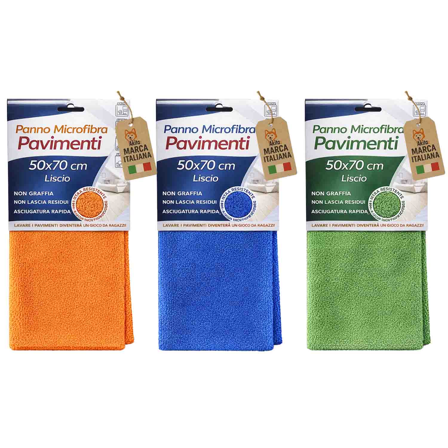 Set 3 Panni Microfibra Pavimenti 50x70 cm Multicolore foto 2