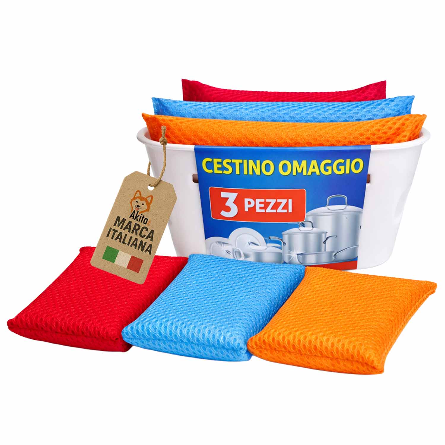 Set 3 Spugne Multiuso con Cestino Omaggio foto 2
