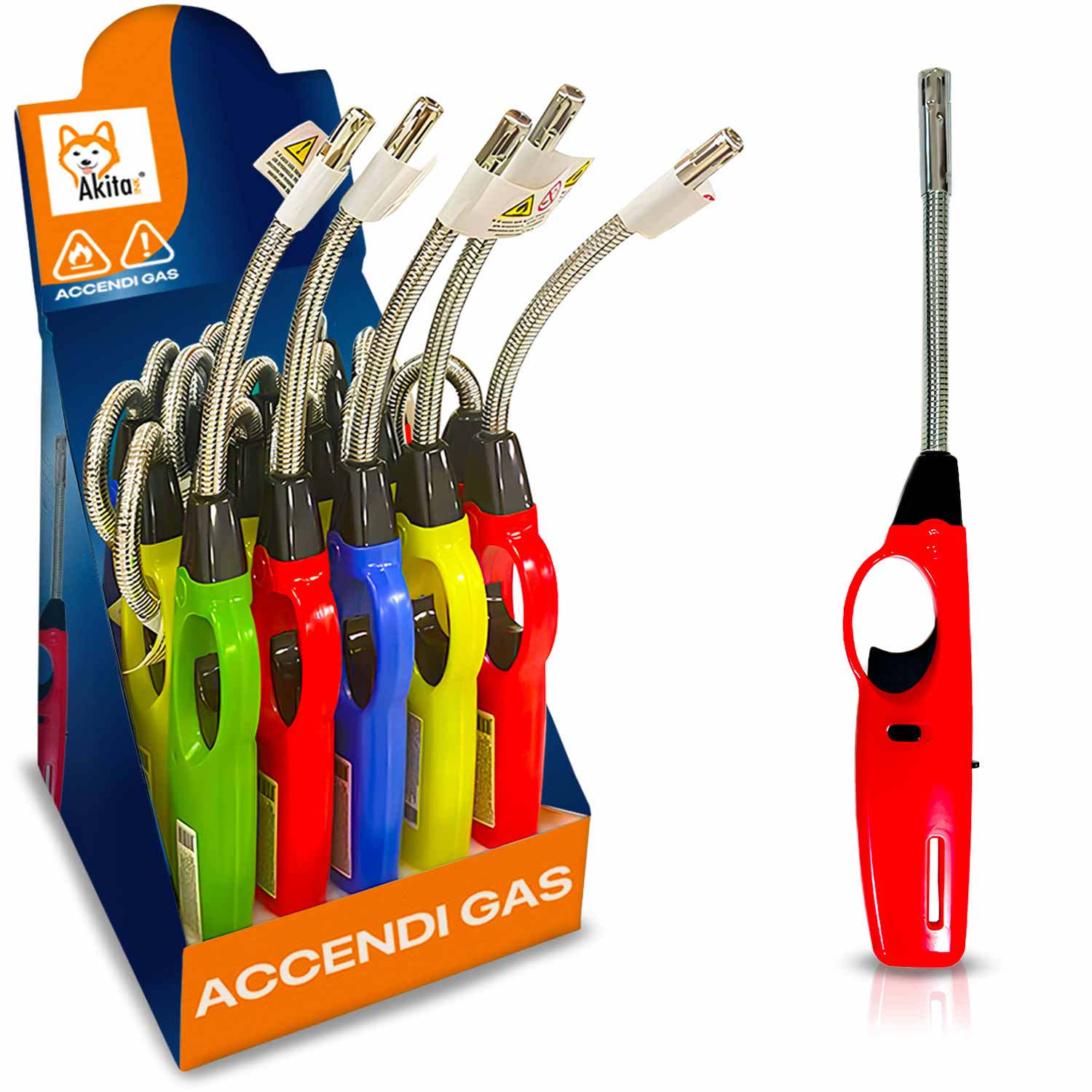 Akitaink Accendini a Gas Ricaricabili con Beccuccio Flessibile Box da 20 Pezzi foto 2