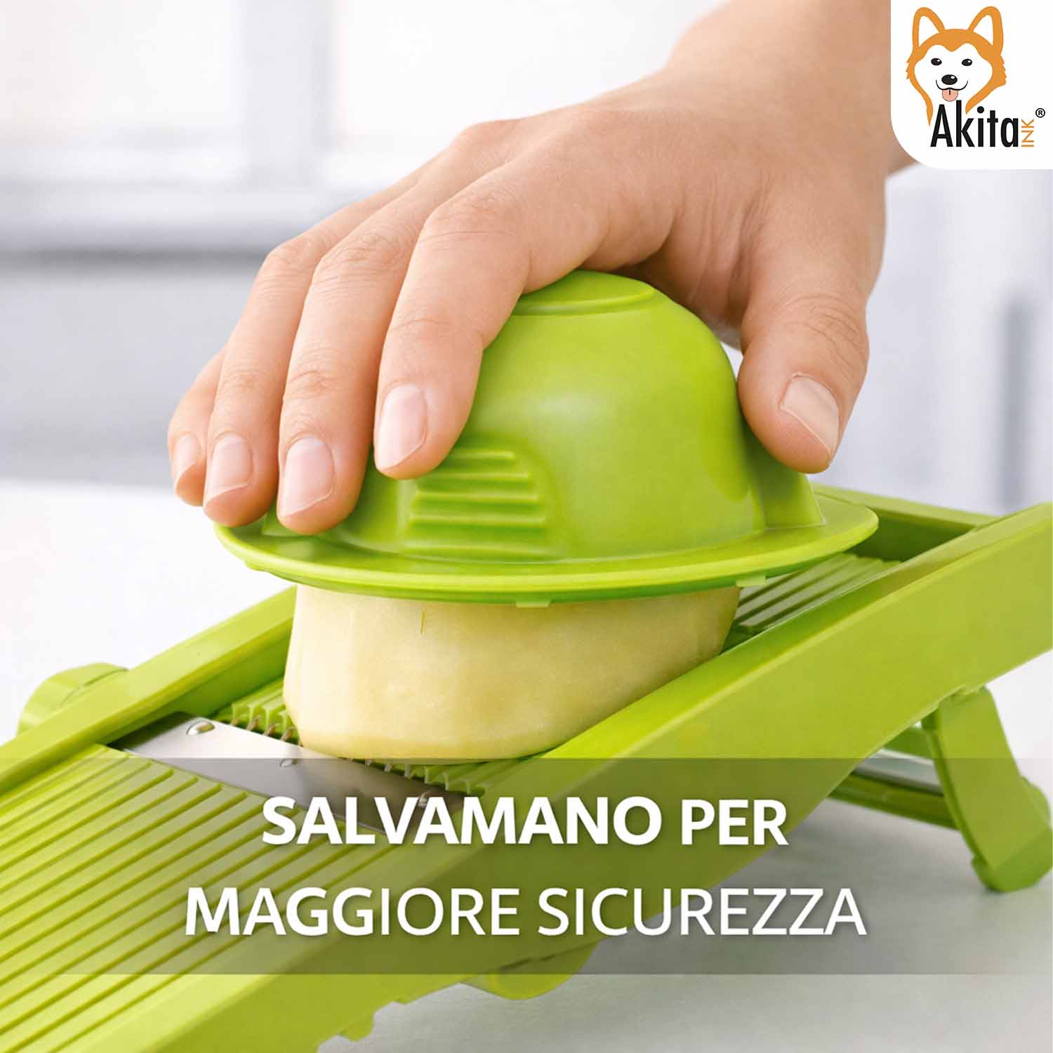 Mandolina Affettaverdure Regolabile 5 Tagli con Salvamano foto 4