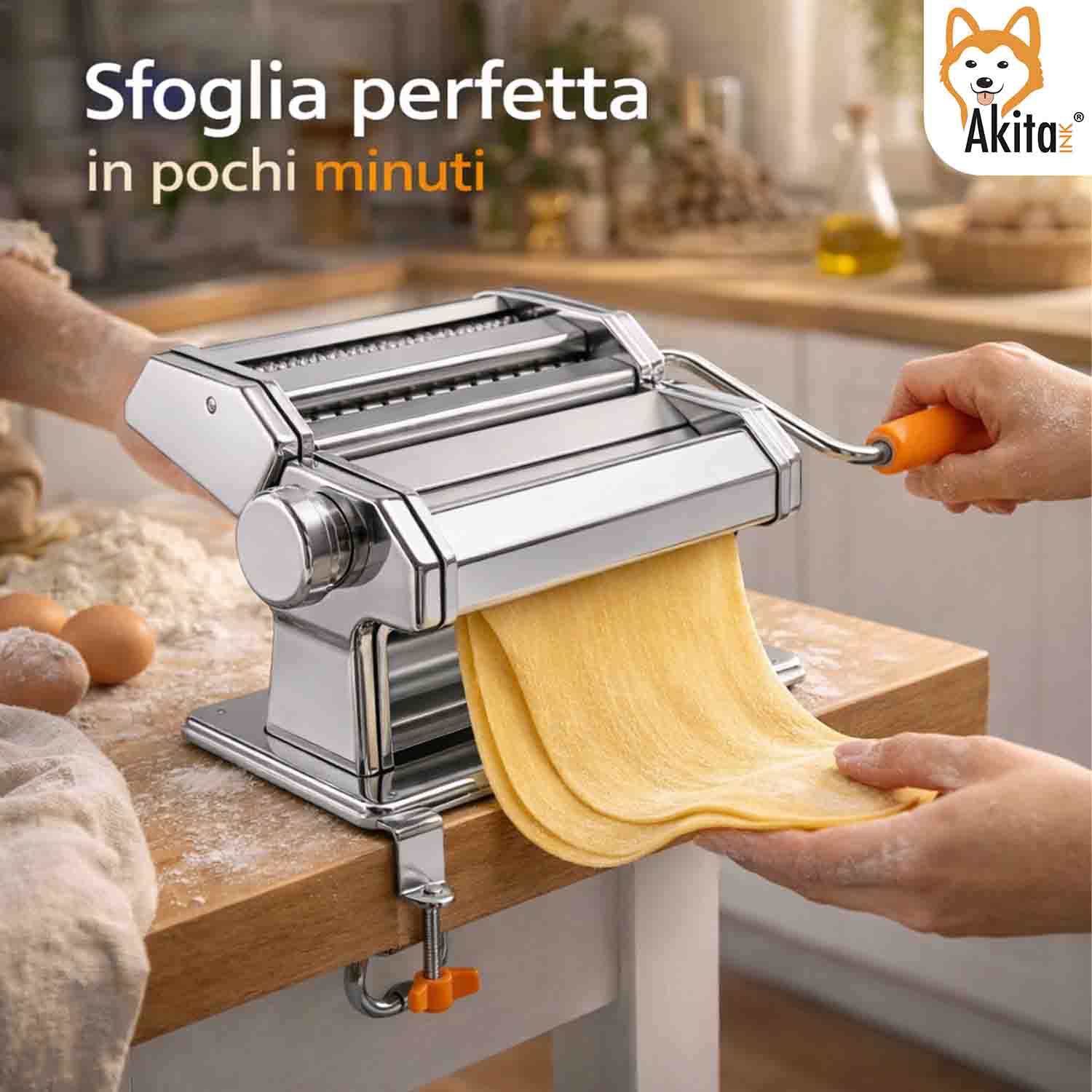 Macchina da Pasta 3 Rulli Acciaio Inox con Morsetto foto 3