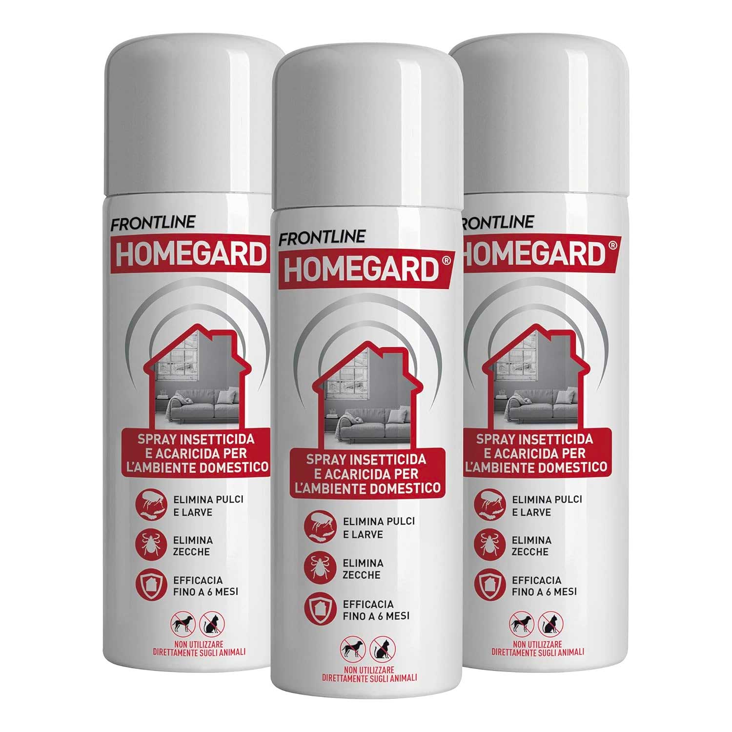 3 pz frontline homegard spray insetticida, antipulci ambienti ad azione rapida