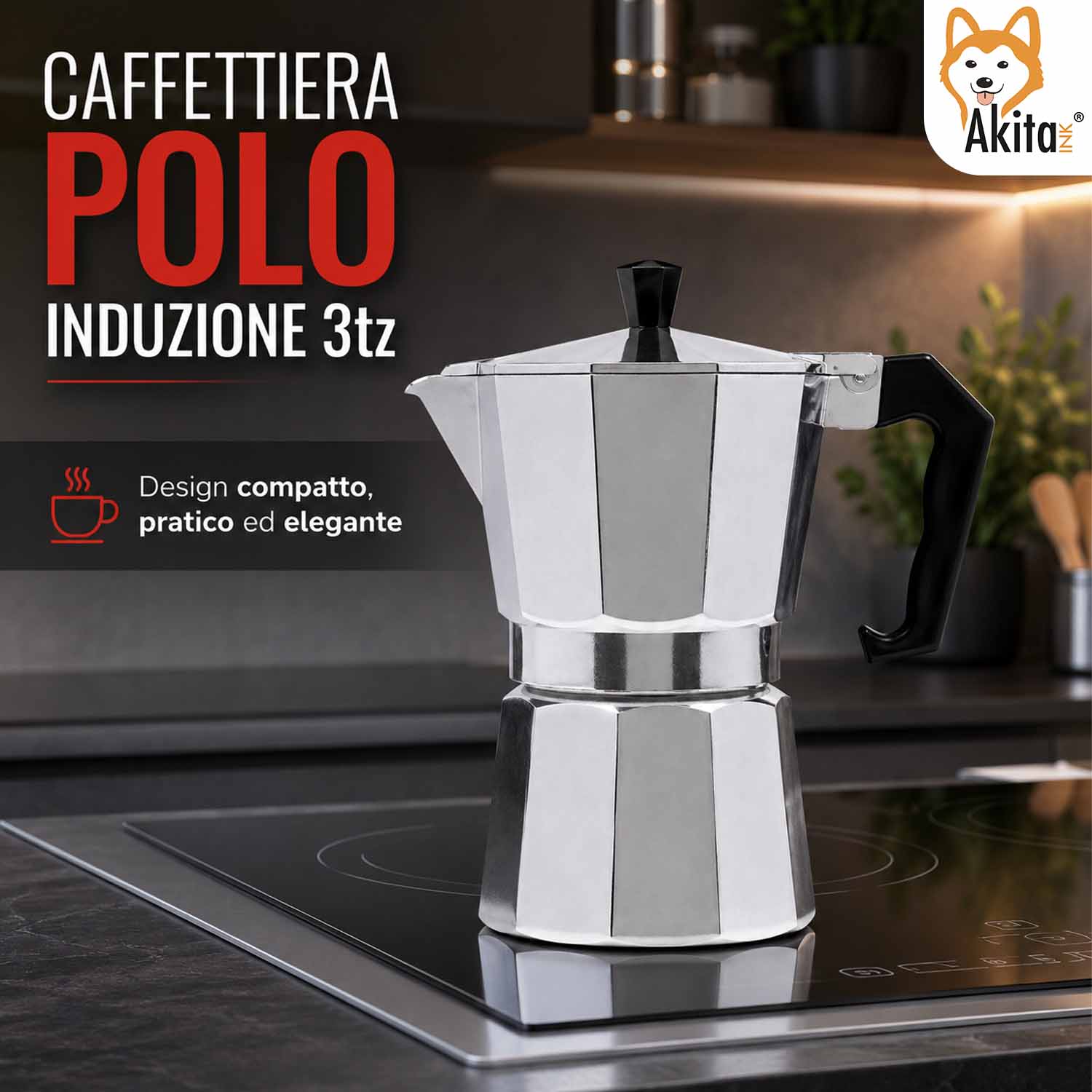 Caffettiera Moka Induzione 3 Tazze Polo foto 3