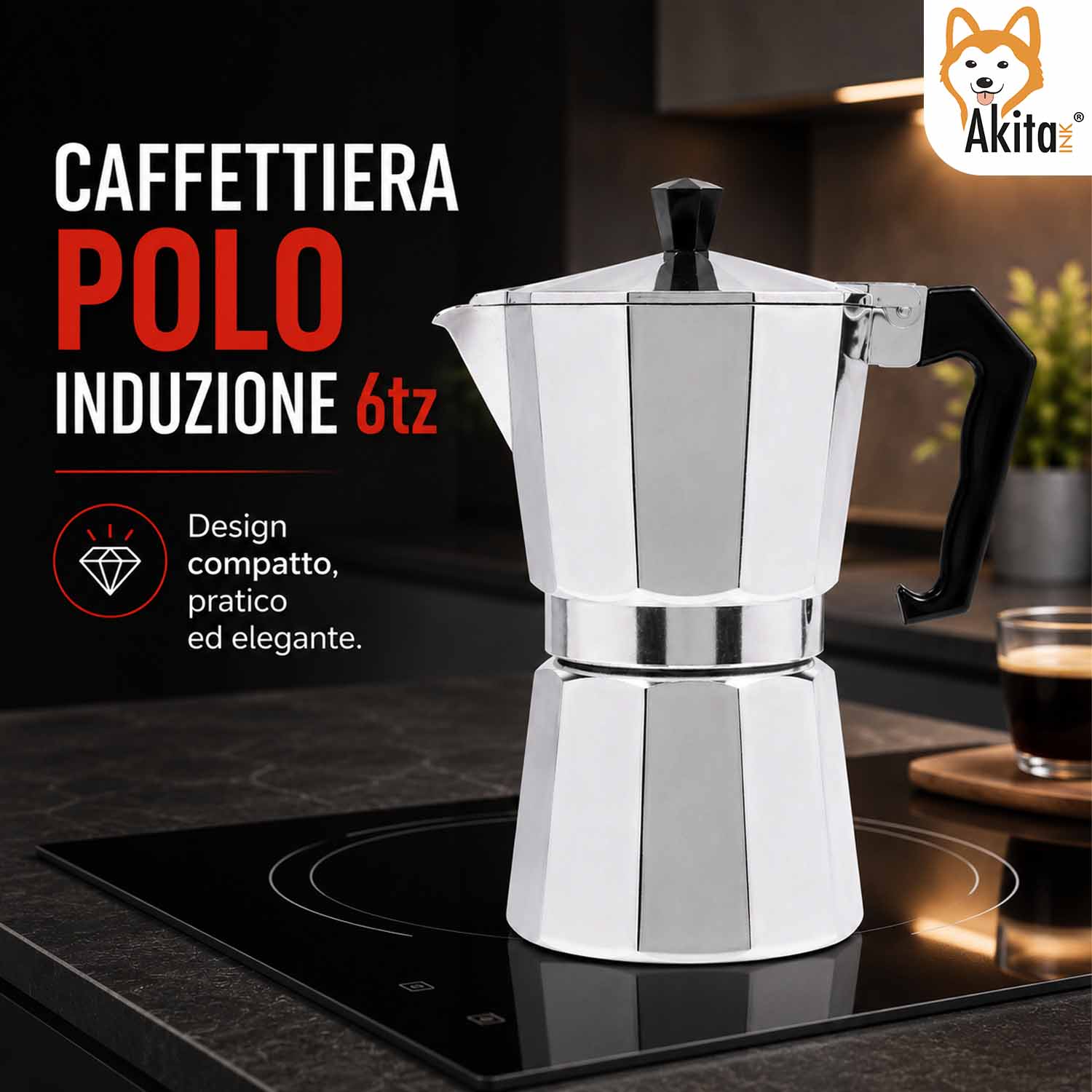 Caffettiera Moka Induzione 6 Tazze Polo foto 3