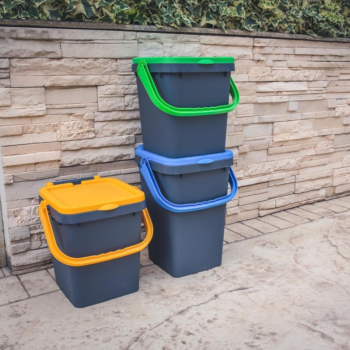 Ecoplast Pattumiera Differenziata 50L Blu Riciclata foto 5