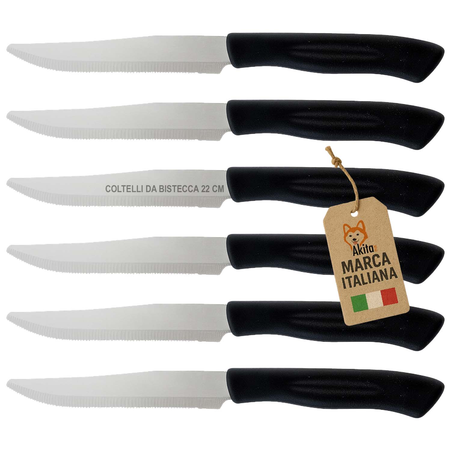 Set 6 coltelli da bistecca lama dentata linea top.