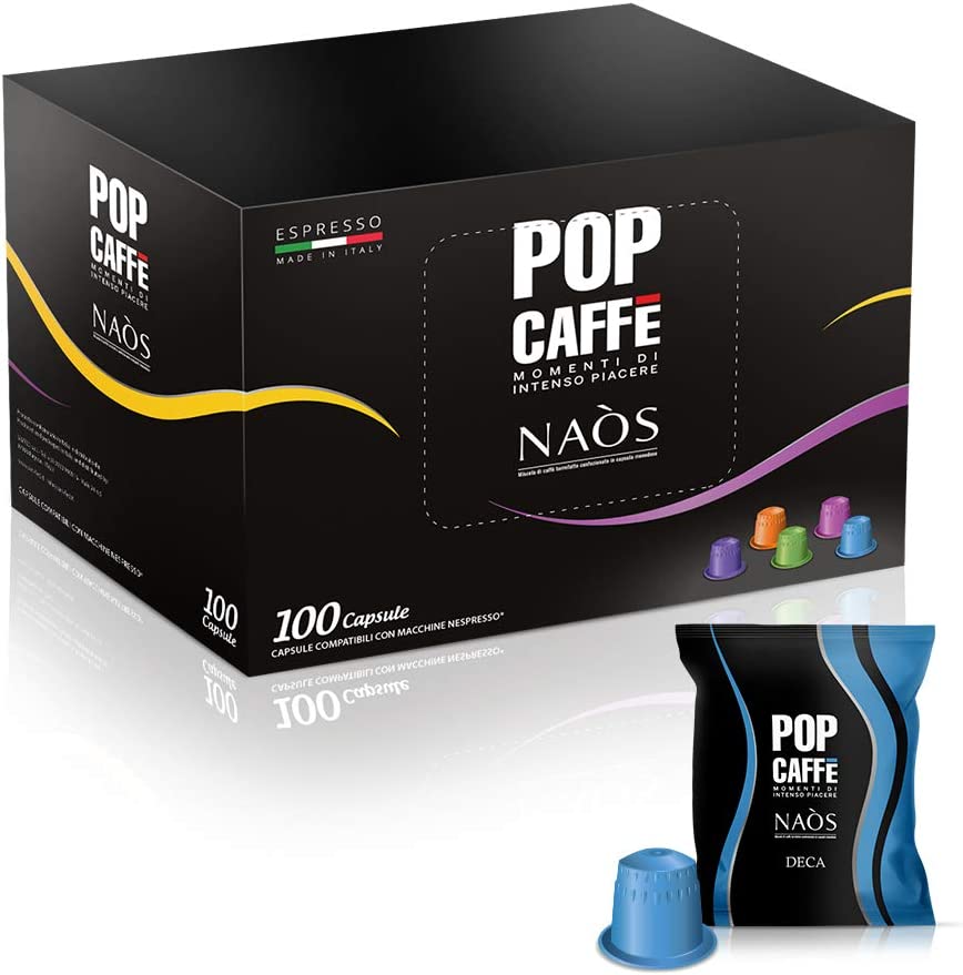 Capsule nespresso naos pop caffe kit da 100 pz decaffeinato foto 2