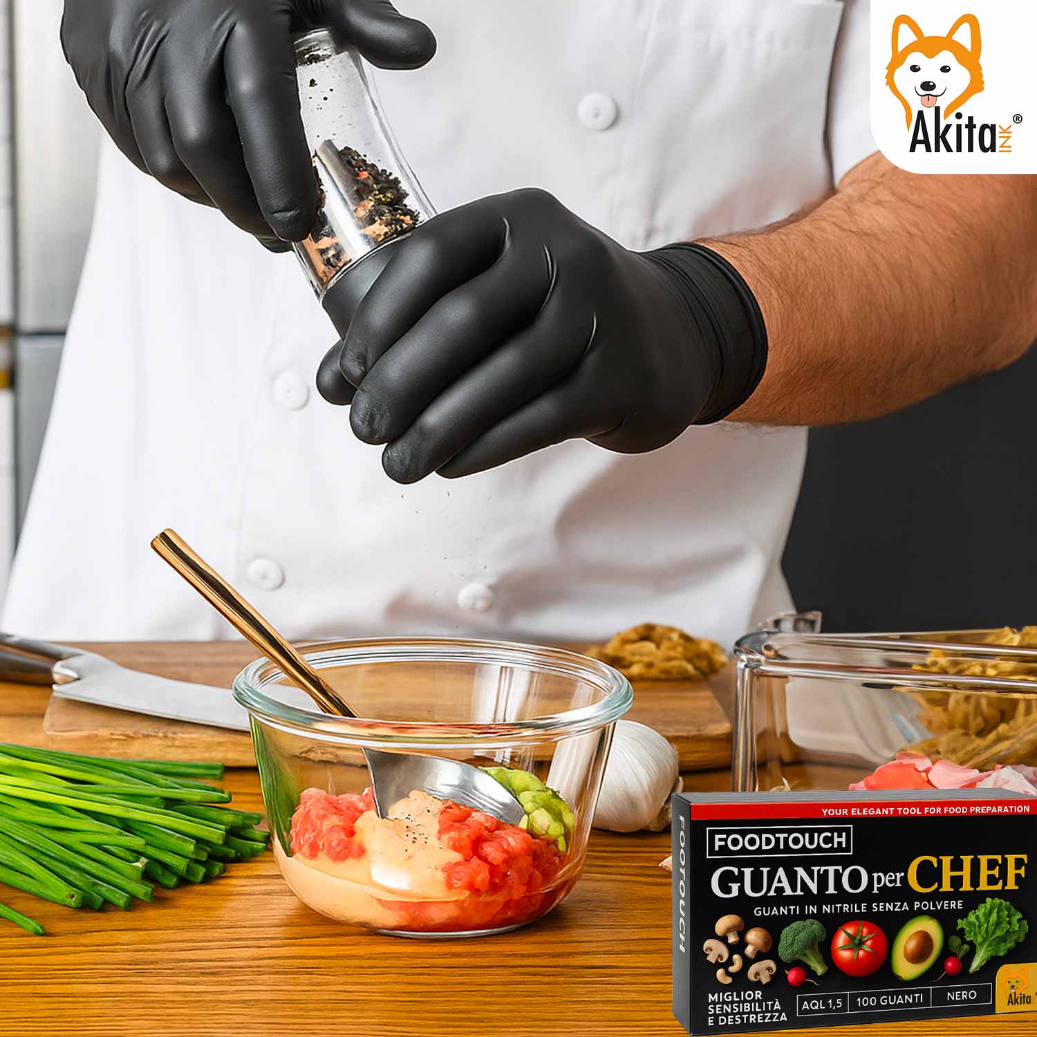 Guanti Nitrile Neri Chef Food Touch Professionali S 100pz foto 4
