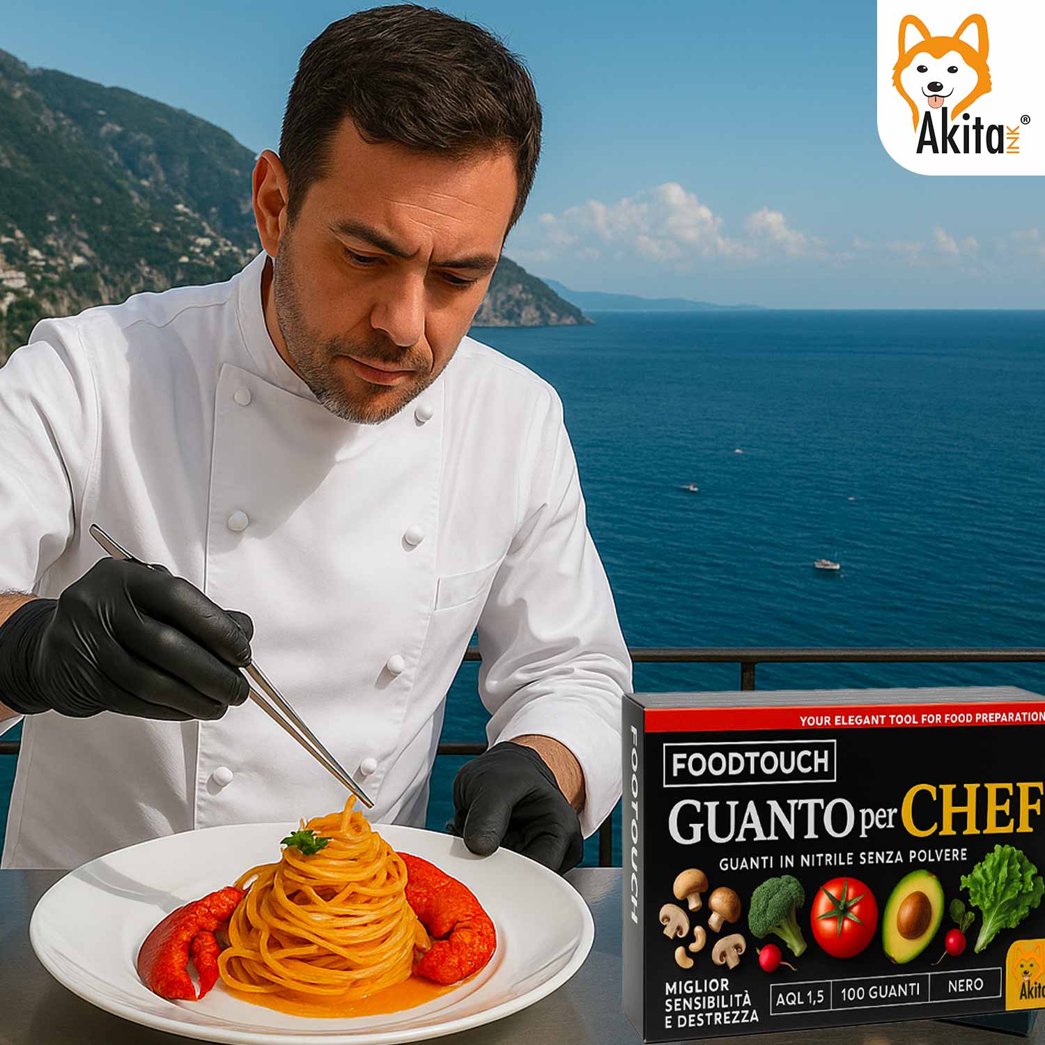 Guanti Nitrile Neri Chef Food Touch Professionali 100 Pz 4g Tg. XL foto 6