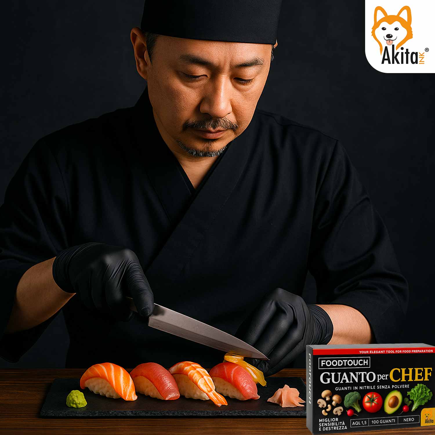 Guanti Nitrile Neri Chef Food Touch Professionali S 100pz foto 6