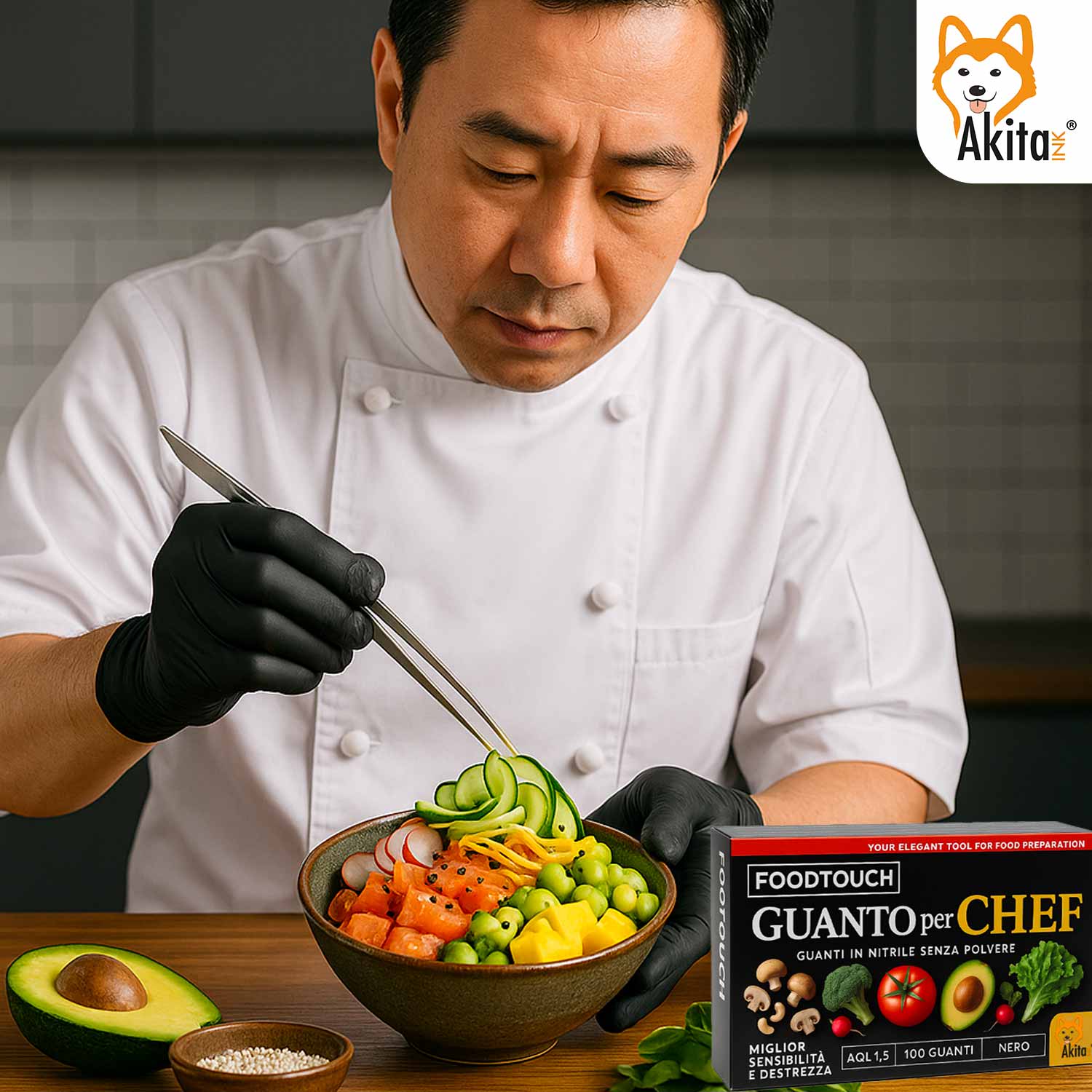 Guanti Nitrile Neri Chef Food Touch Professionali 100 Pz 4g Tg. M foto 5