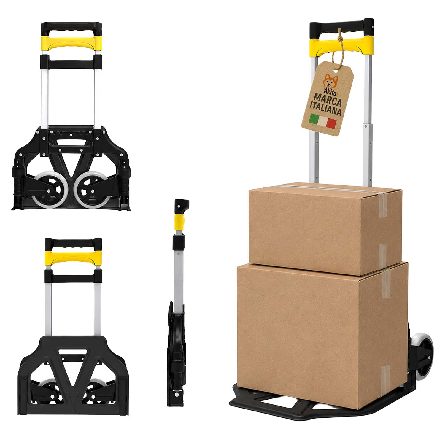 Carrello pieghevole porta pacchi in alluminio 60 kg.