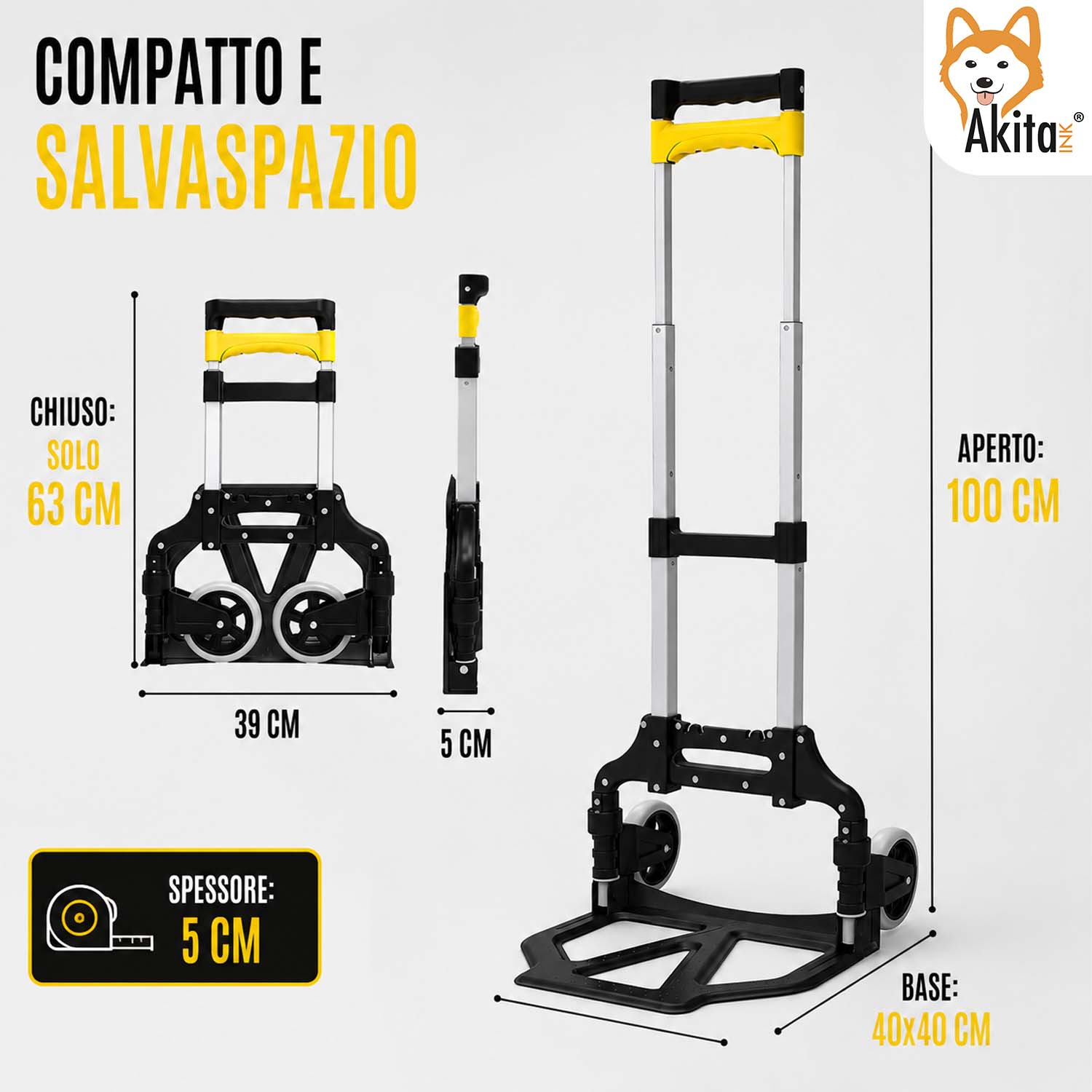 Carrello Pieghevole Porta Pacchi in Alluminio 60 kg foto 3
