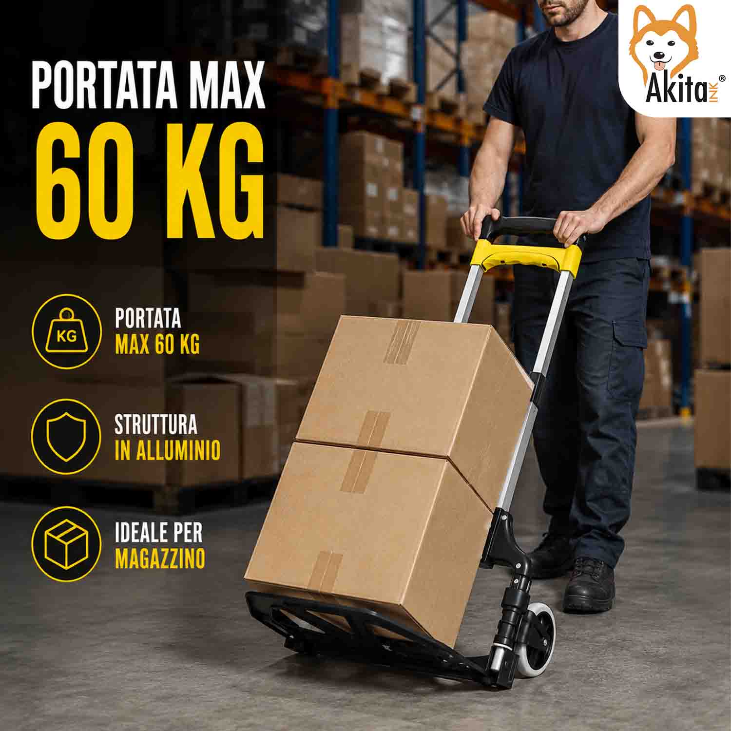 Carrello Pieghevole Porta Pacchi in Alluminio 60 kg foto 4