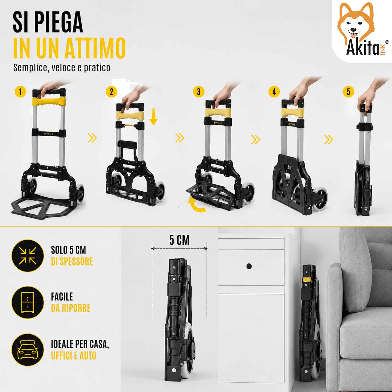 Carrello Pieghevole Porta Pacchi in Alluminio 60 kg foto 5