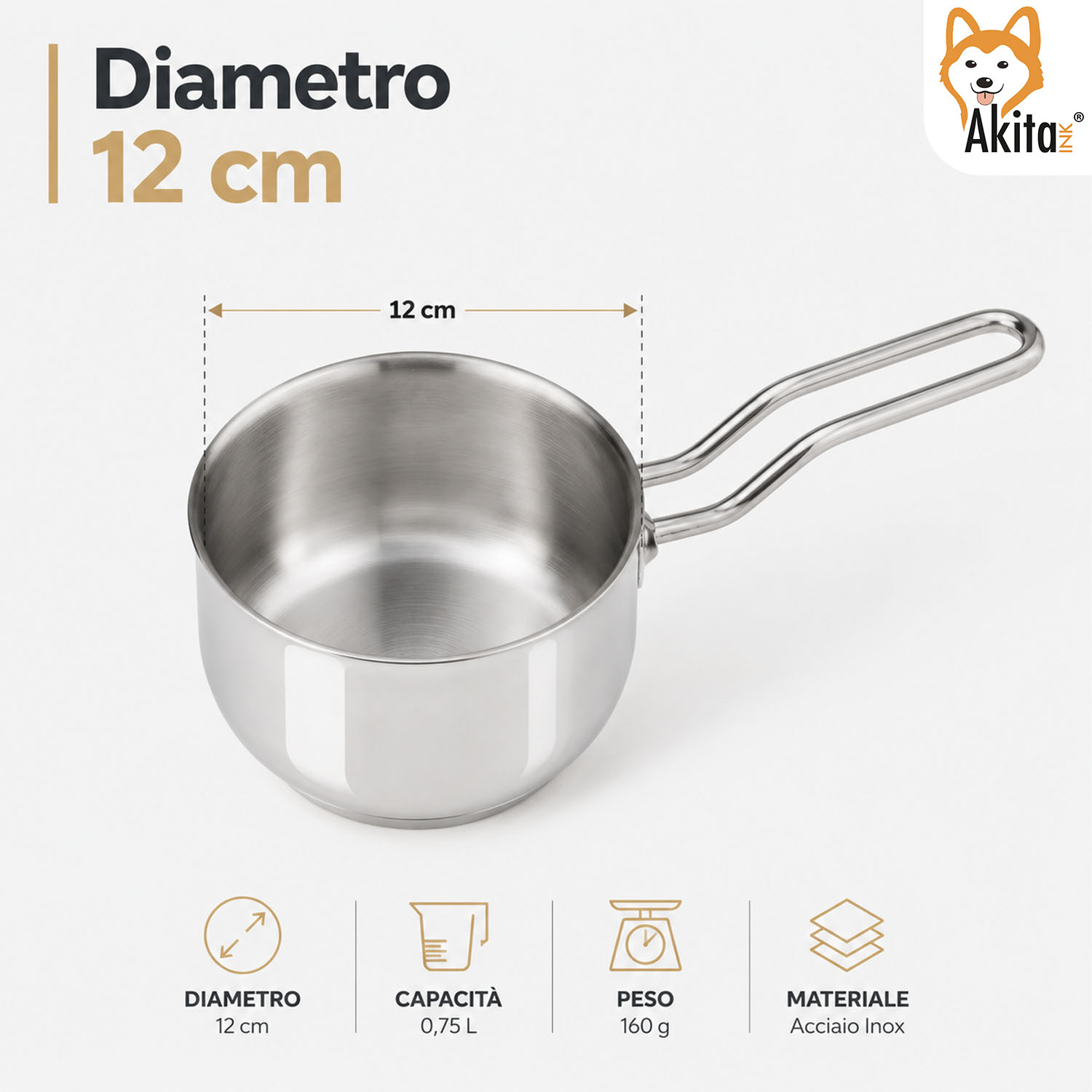 Bollilatte Casseruola Conica Inox 12 cm foto 5