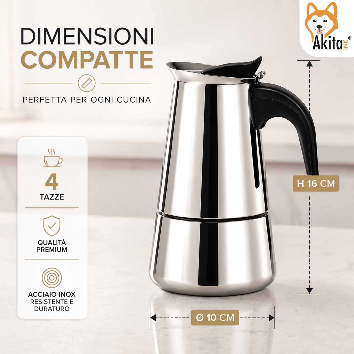 Caffettiera Stelvio Inox 4 Tazze Induzione foto 6
