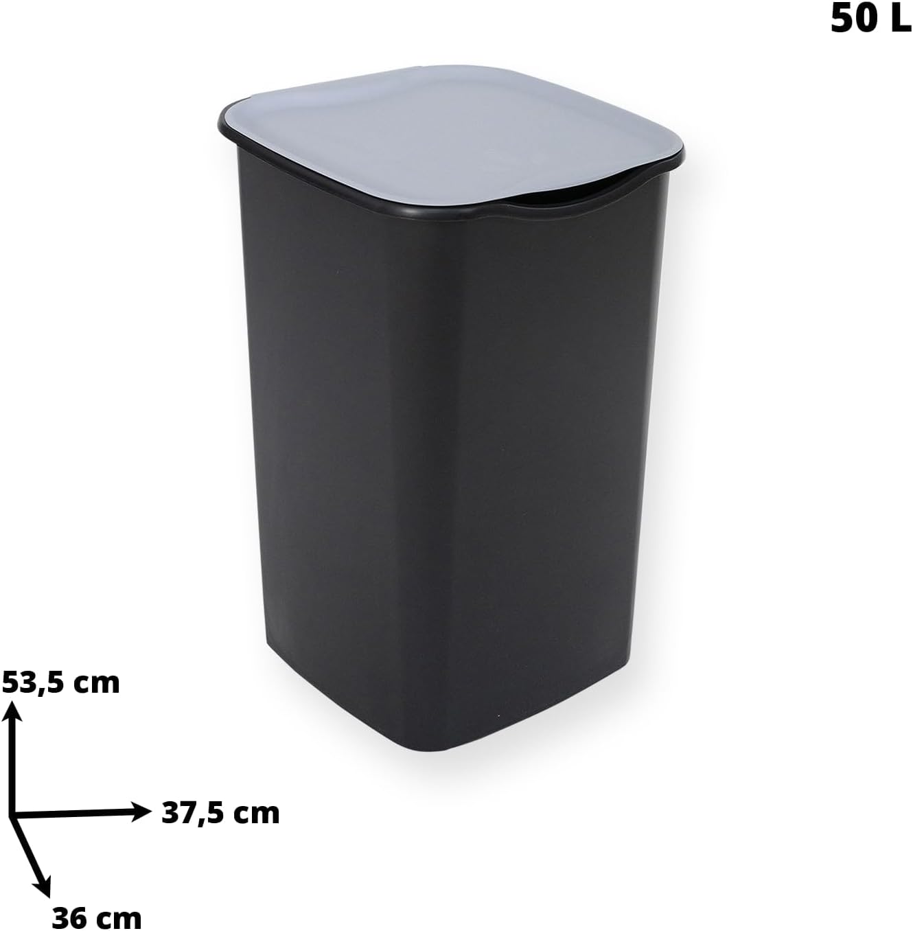 Pattumiera Indifferenziata 50L Nero e Grigio Elegante foto 4