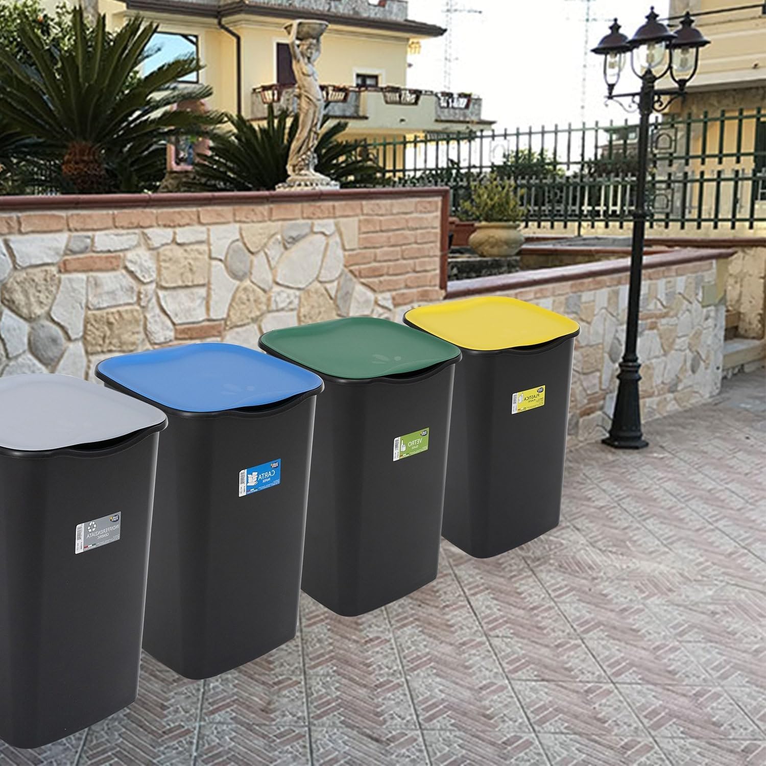 Pattumiera Indifferenziata 50L Nero e Grigio Elegante foto 6