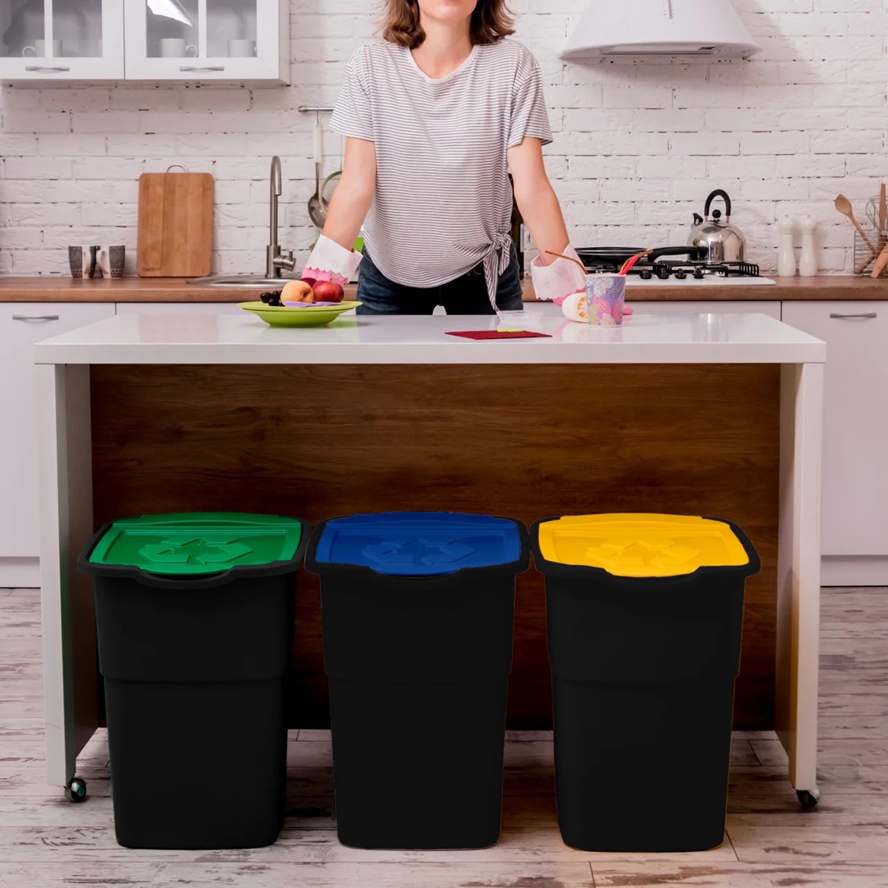 Pattumiera Raccolta Differenziata ECO3 3 Scomparti 150L foto 6