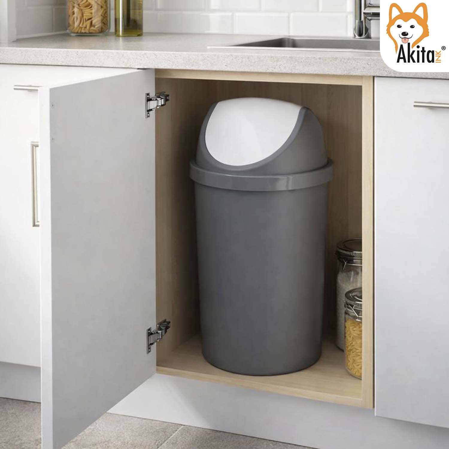 Pattumiera Basculante Swing 25 L Bianco\Grafite foto 5