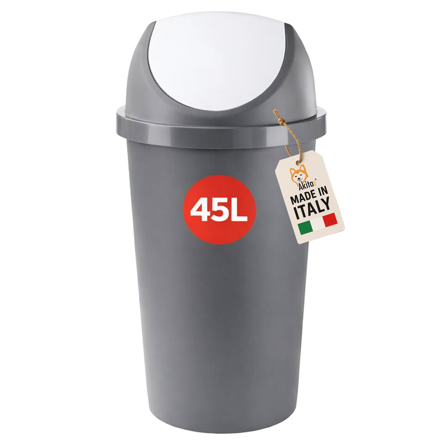 Pattumiera basculante swing 45 l bianco\grafite.