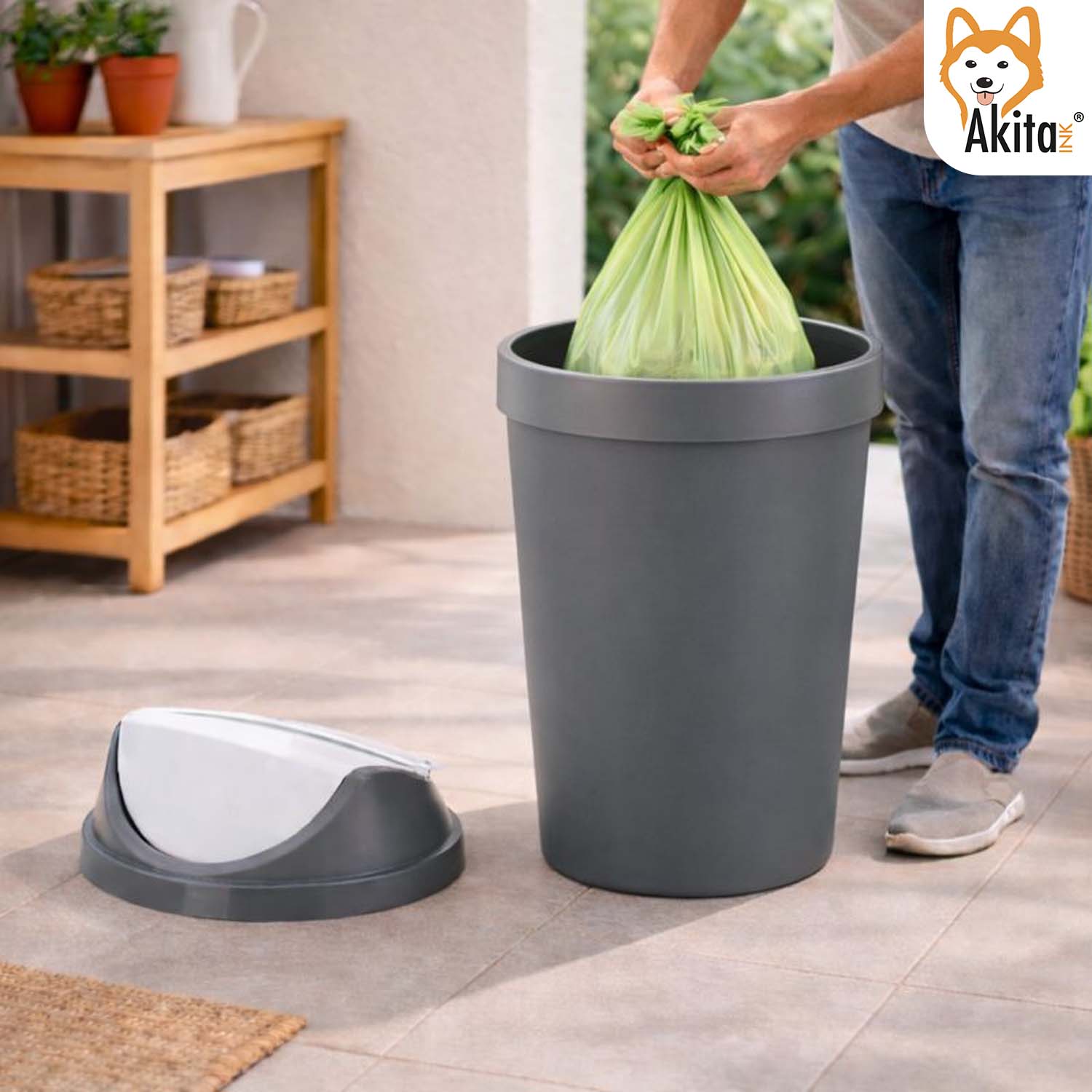 Pattumiera Basculante Swing 45 L Bianco\Grafite foto 6