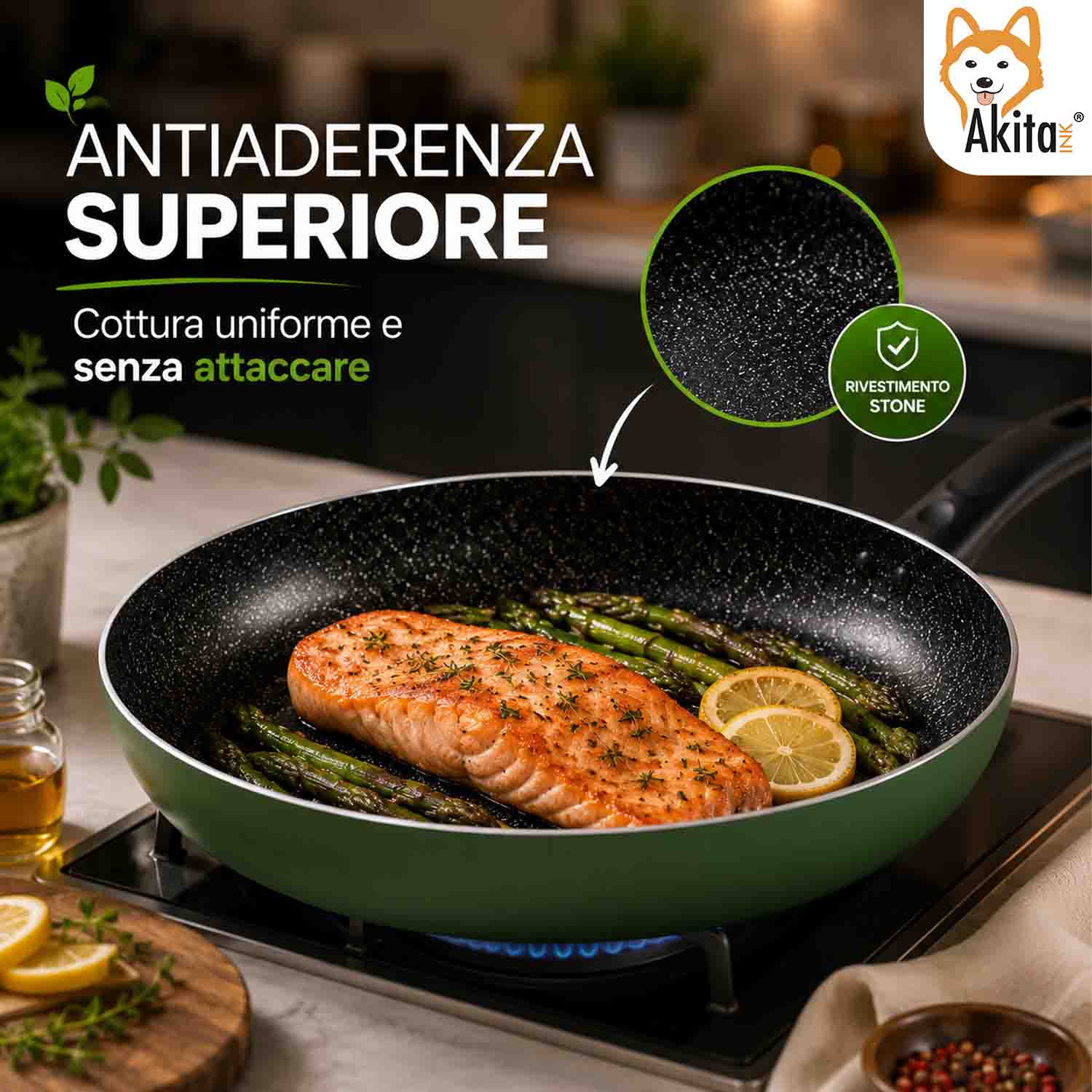 Set 3 Padelle Antiaderenti Natura 20-24-28 cm Verde foto 3