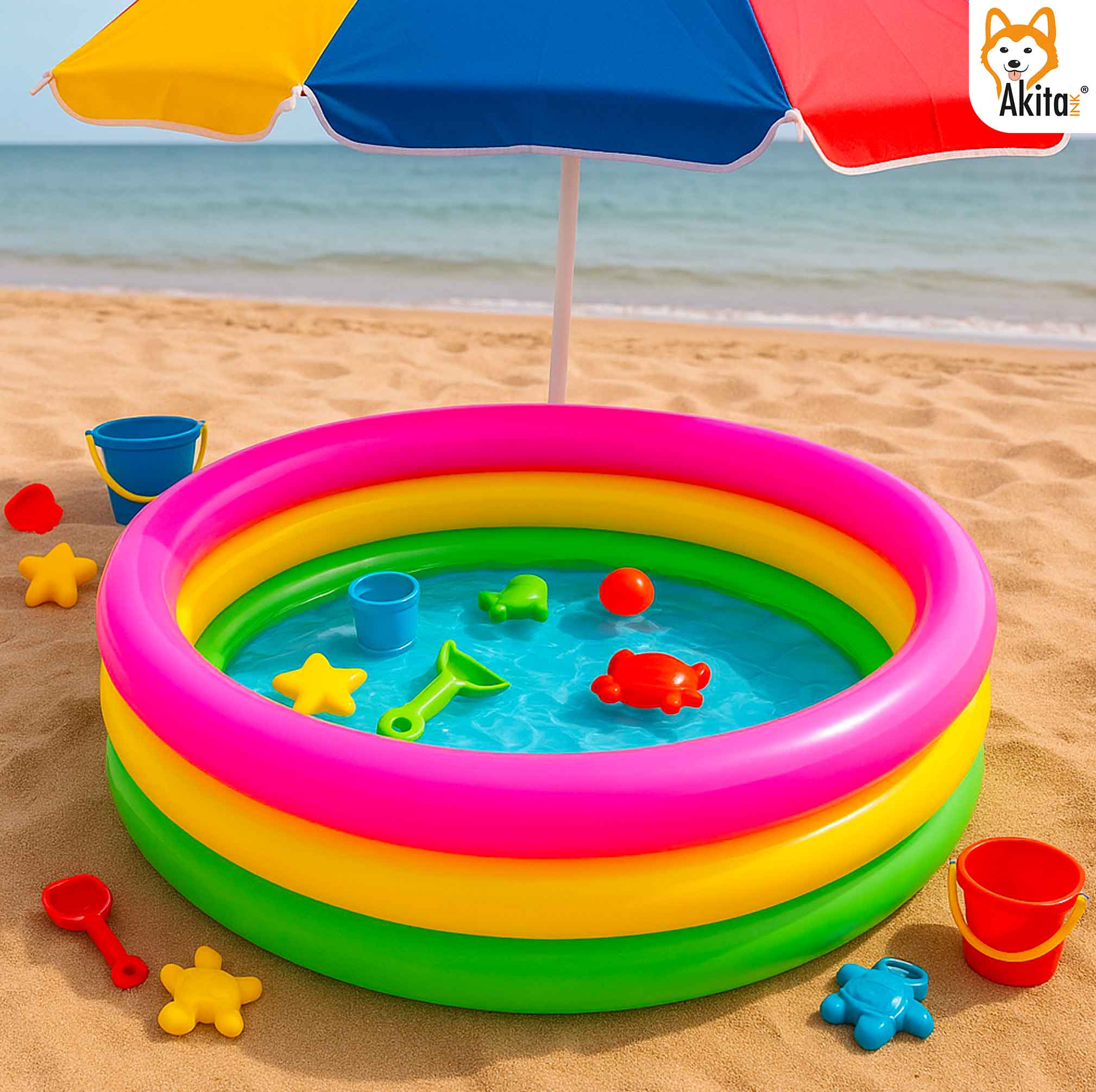 Piscina Gonfiabile Bambini 1-3 Anni - 3 Anelli e Fondo Soft foto 3