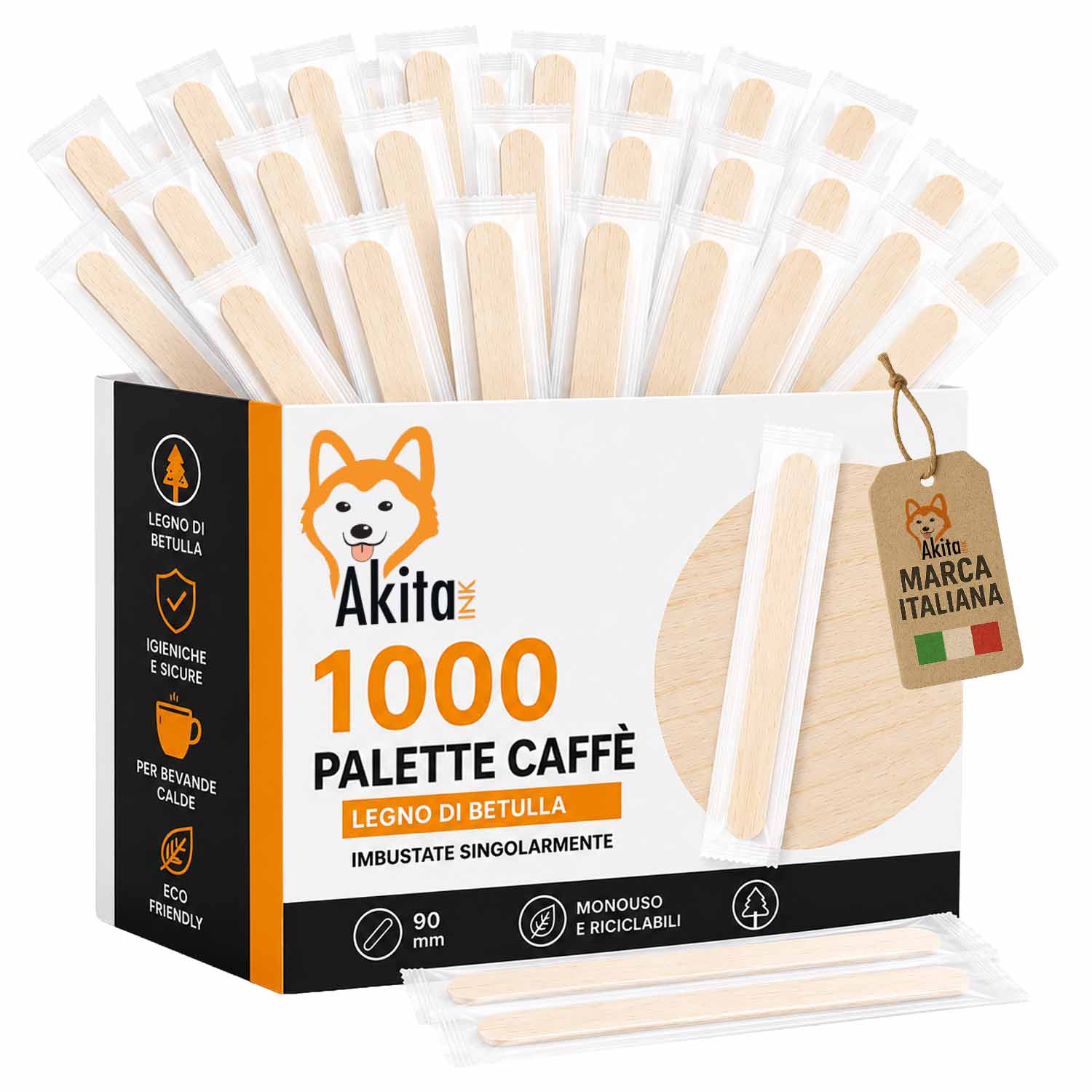 Akitaink 1000 Palette Caffe Legno Biodegradabili foto 2