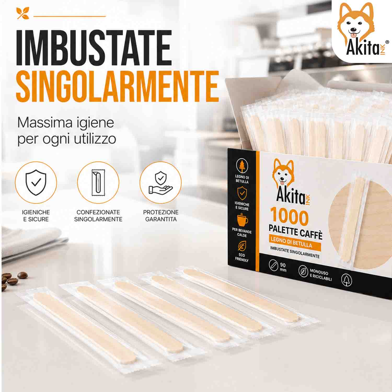 Akitaink 1000 Palette Caffe Legno Biodegradabili foto 4
