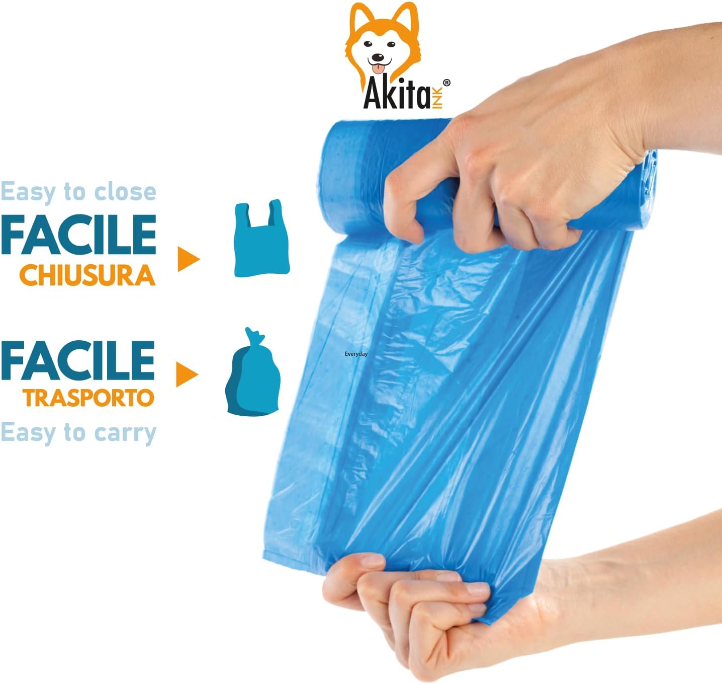 Akitaink - 360 Sacchi Nettezza Antiforo Con Manici 40X55 cm Colorati foto 3