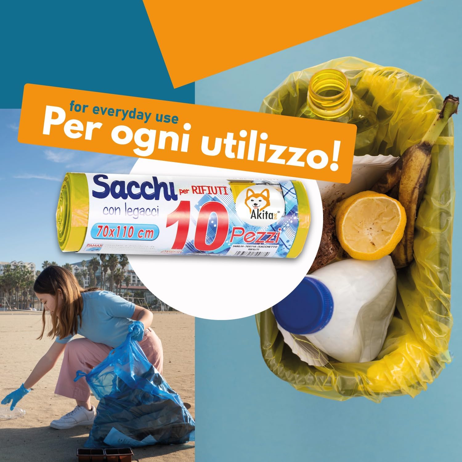 AkitaInk, 160 sacchi per pattumiera 70X110 Sacchi Alta Resistenza, 110L foto 3
