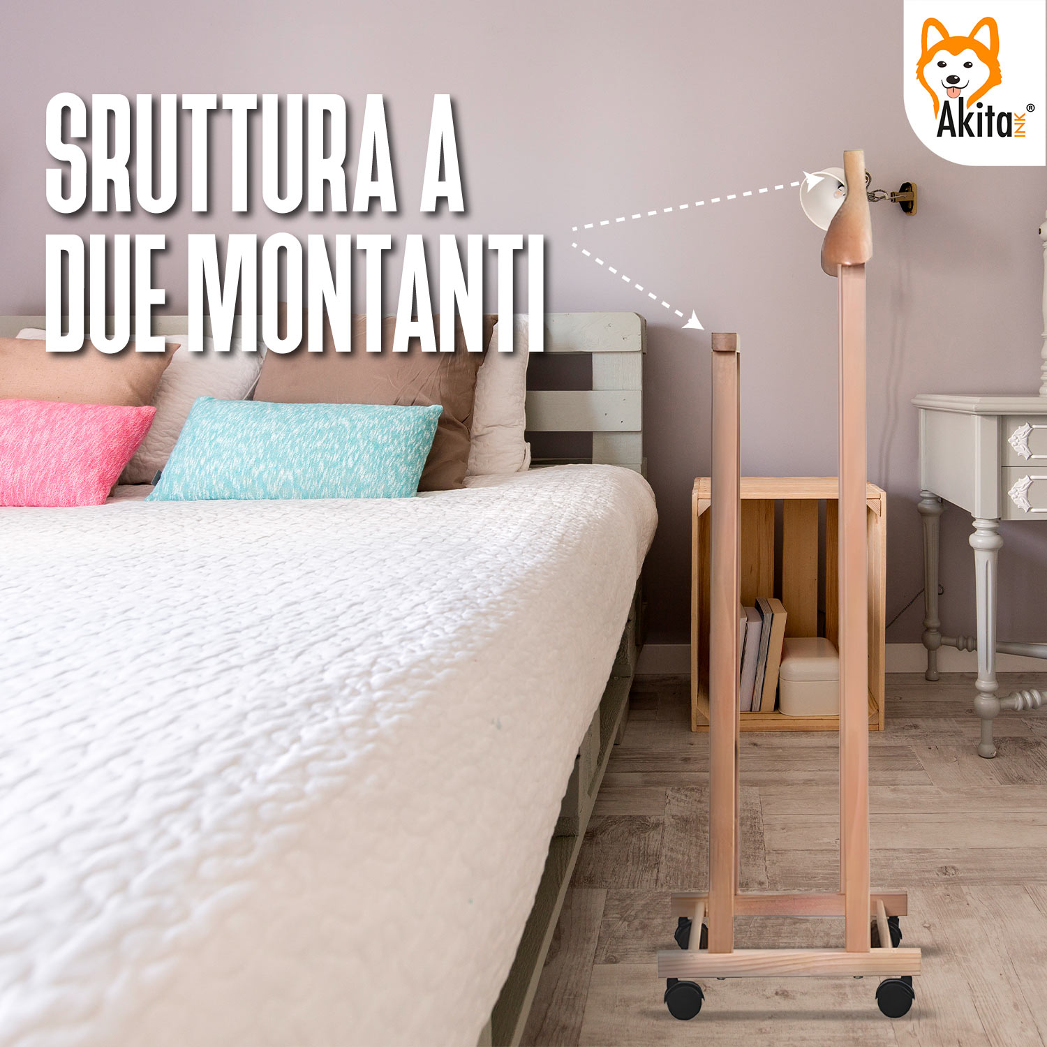 Akitaink Indossatore Appendiabiti Da Camera, Servo Muto in Legno Faggio Naturale foto 5