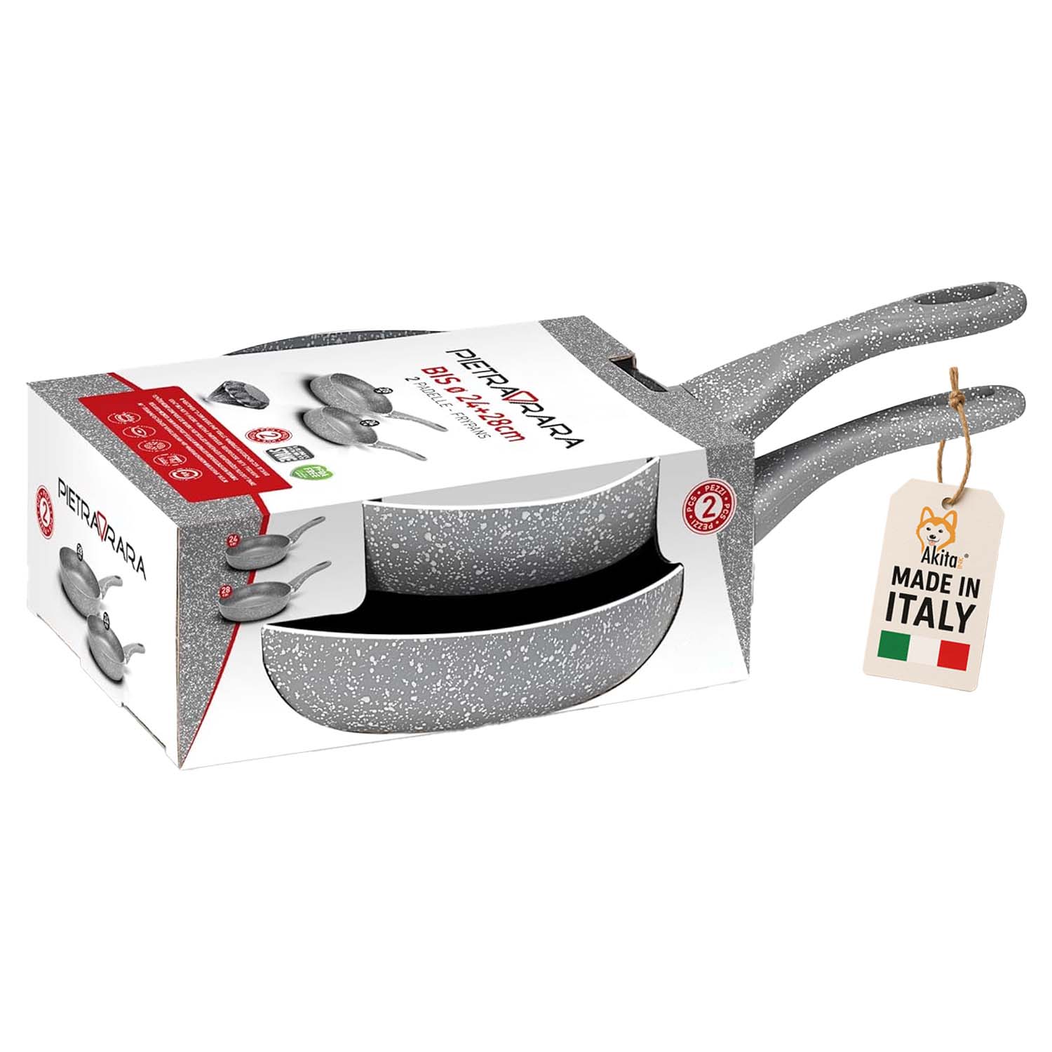 Kit Padella Rara 24-28 cm Effetto Pietra Antiaderente foto 2