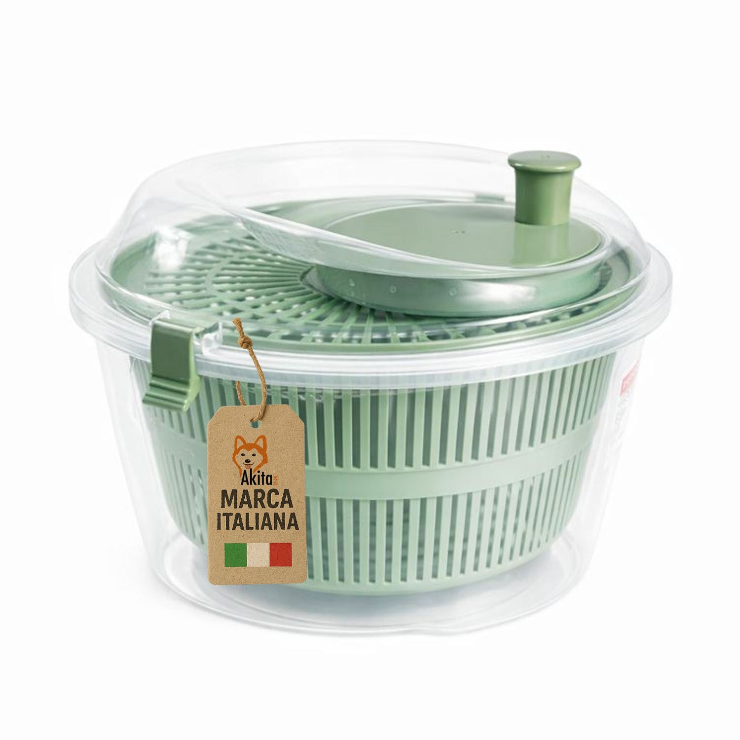 Centrifuga per Insalata 4,4 L Senza BPA Trasparente/Verde foto 2
