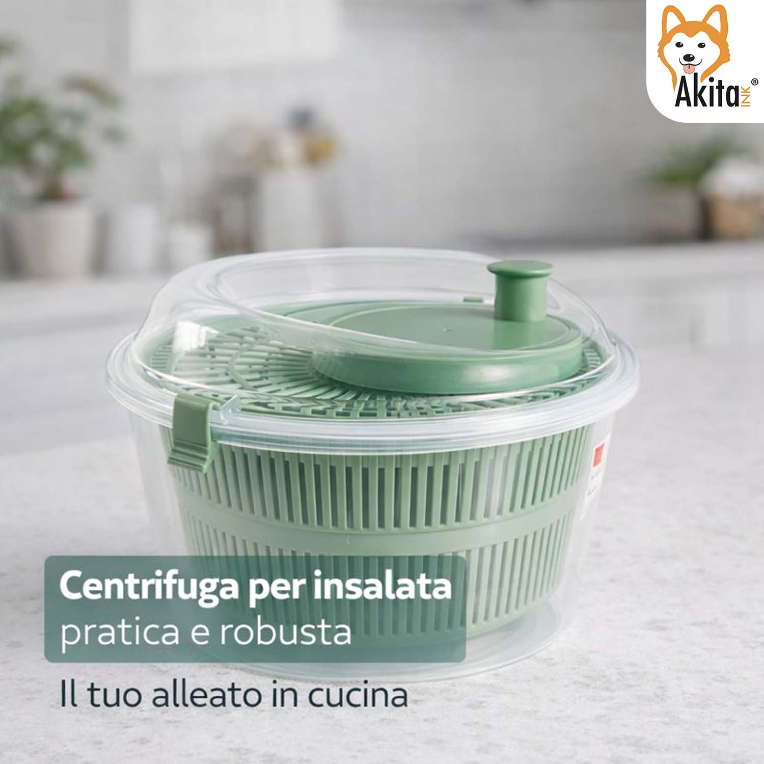 Centrifuga per Insalata 4,4 L Senza BPA Trasparente/Verde foto 3