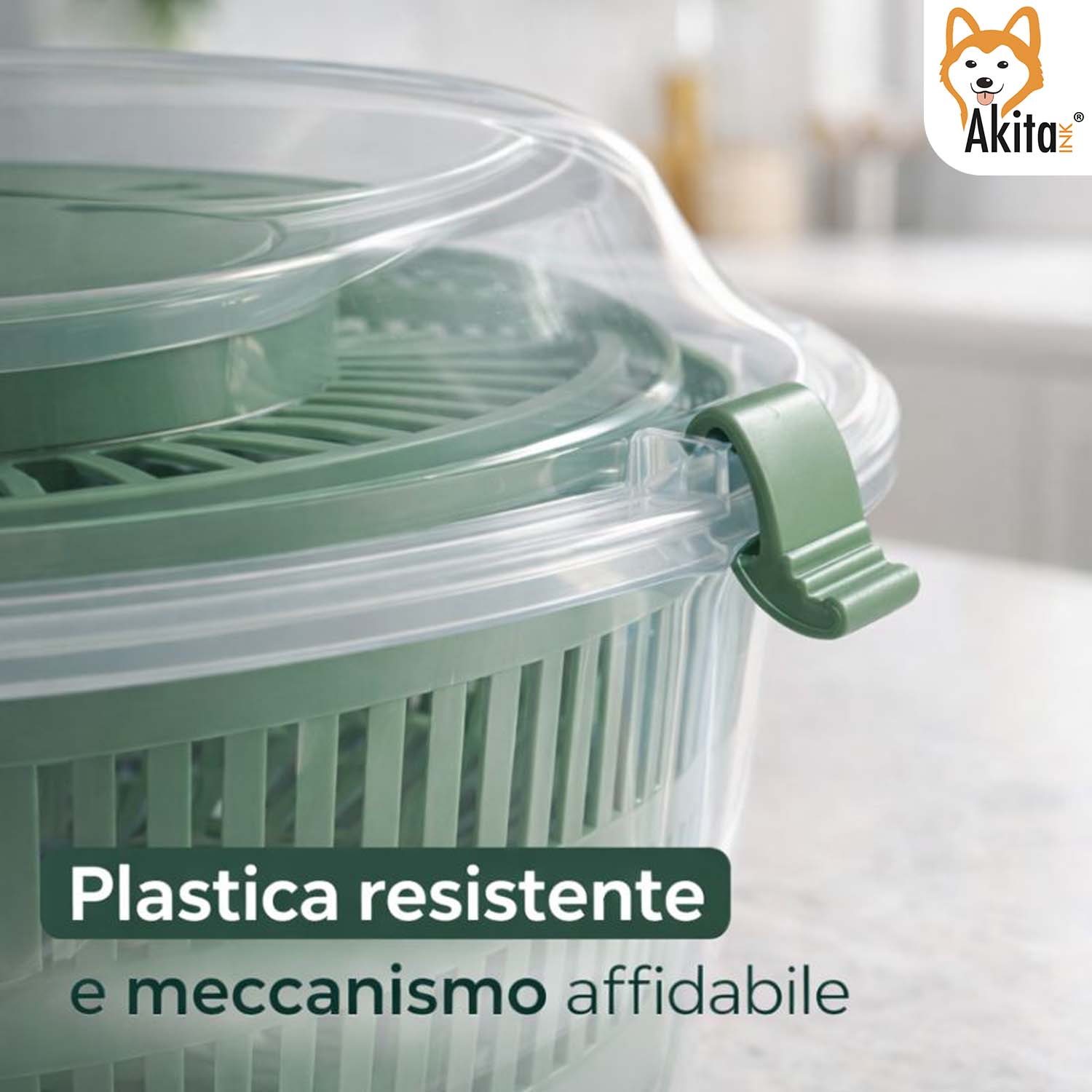 Centrifuga per Insalata 4,4 L Senza BPA Trasparente/Verde foto 5