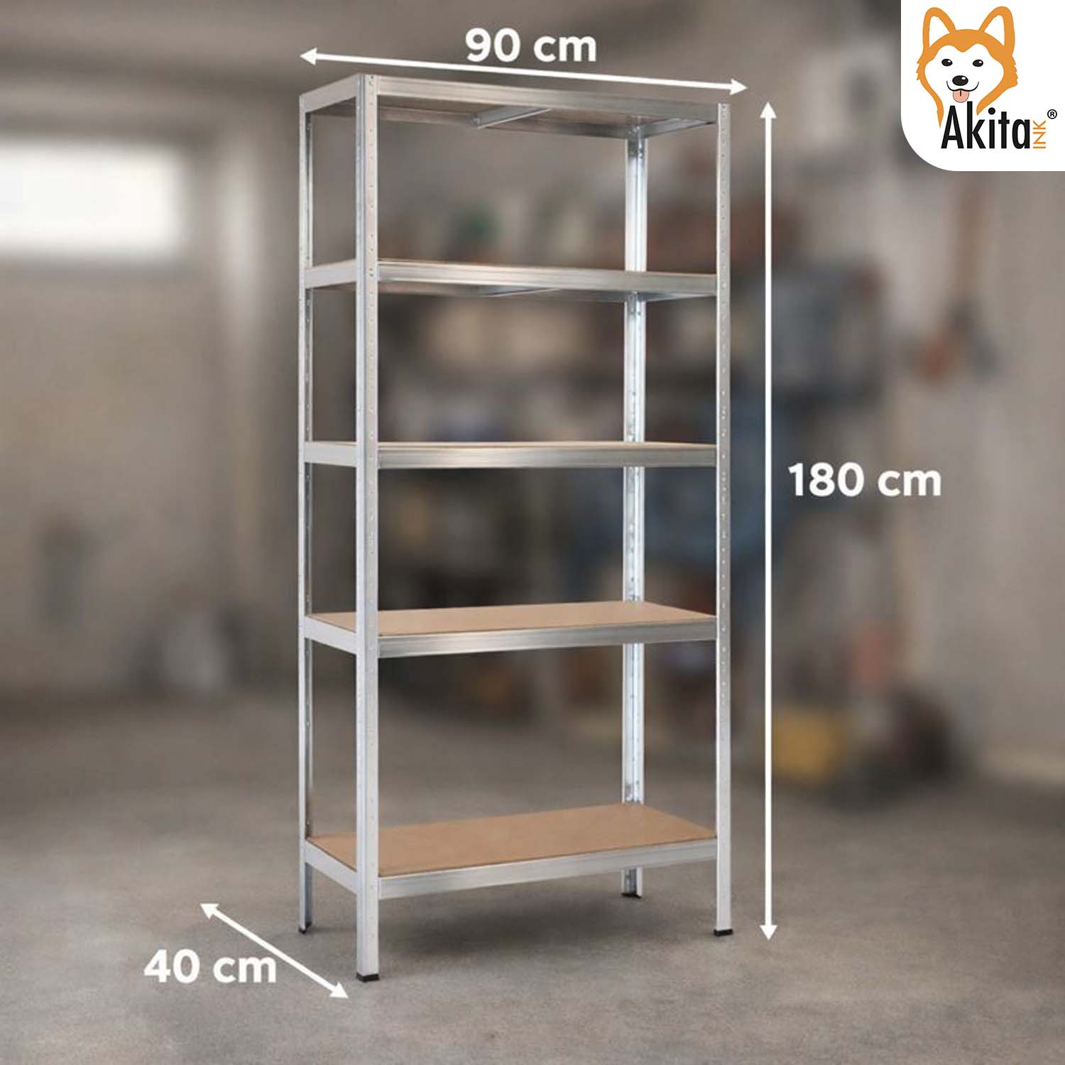 Scaffale in Metallo Zincato 180x90x40 cm 5 Ripiani foto 4