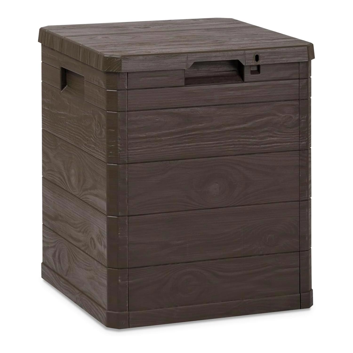 Toomax baule da esterni in plastica effetto legno, marrone.