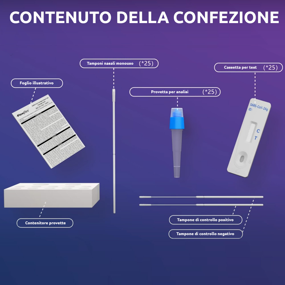 Flowflex Tampone 25 Kit Professionale tamponi nasali per test rapido SARS-CoV-2 foto 3