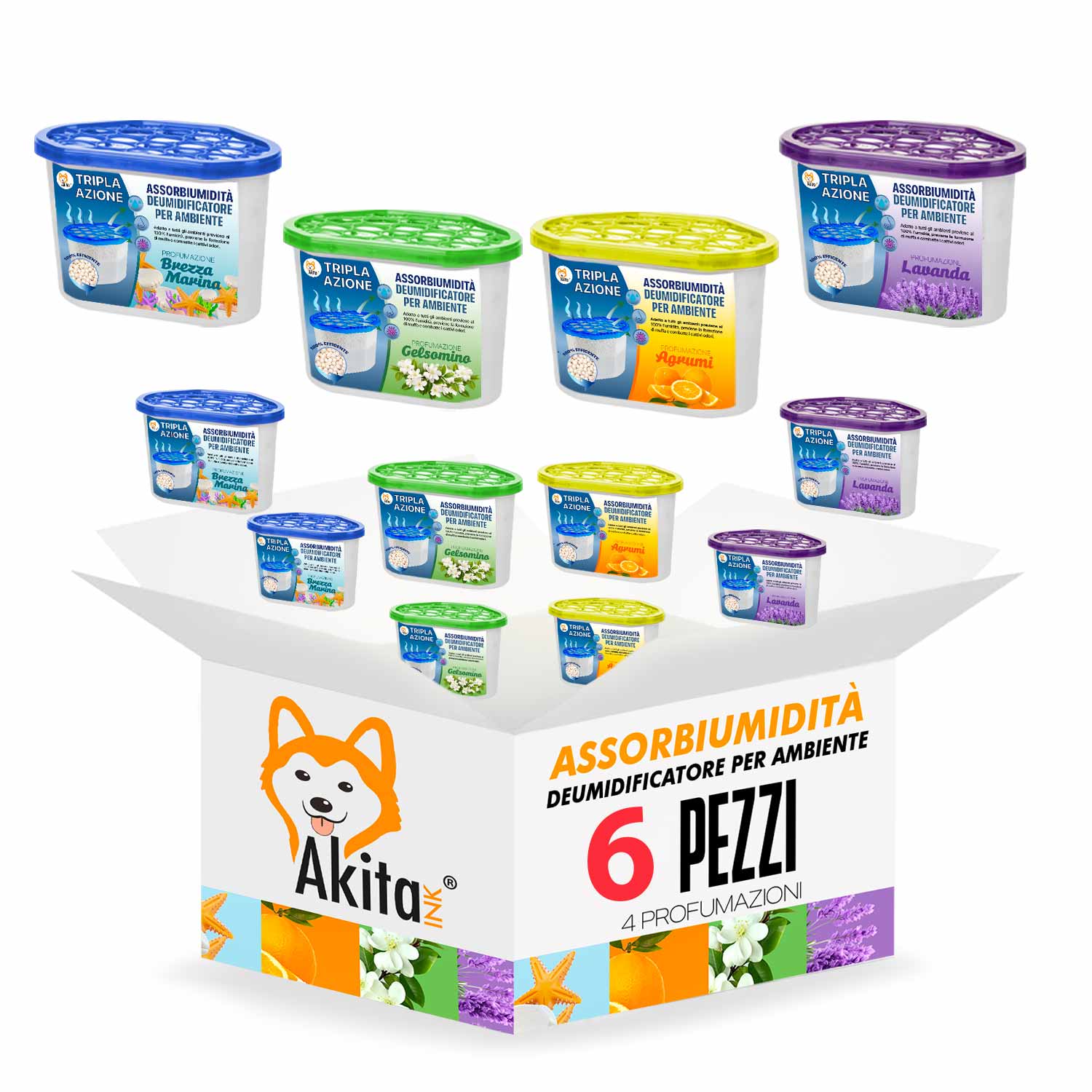 Set 6 Assorbiumidita' Profumati 500ml Deumidificatori foto 2