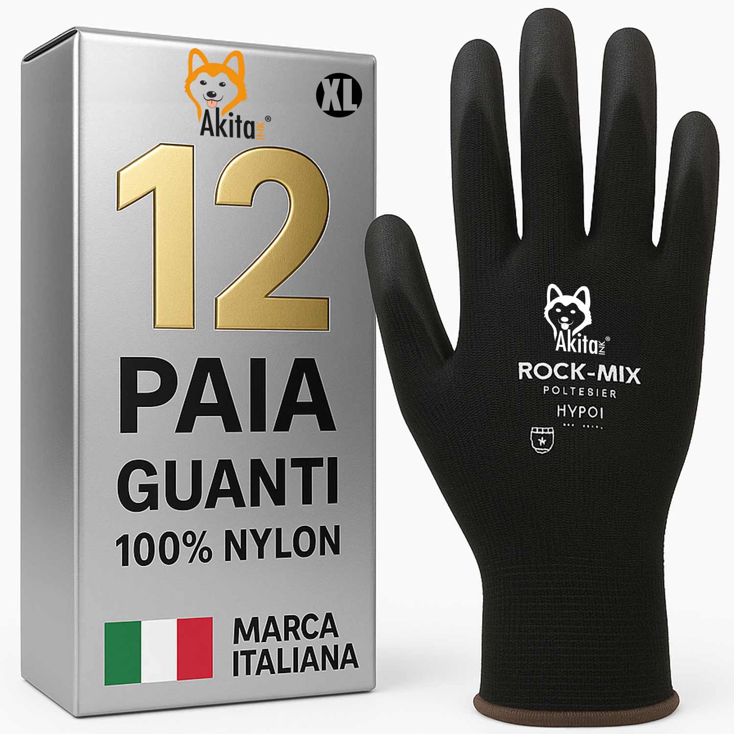 Guanti protettivi da lavoro 12 paia nylon pu taglia 10-xl.